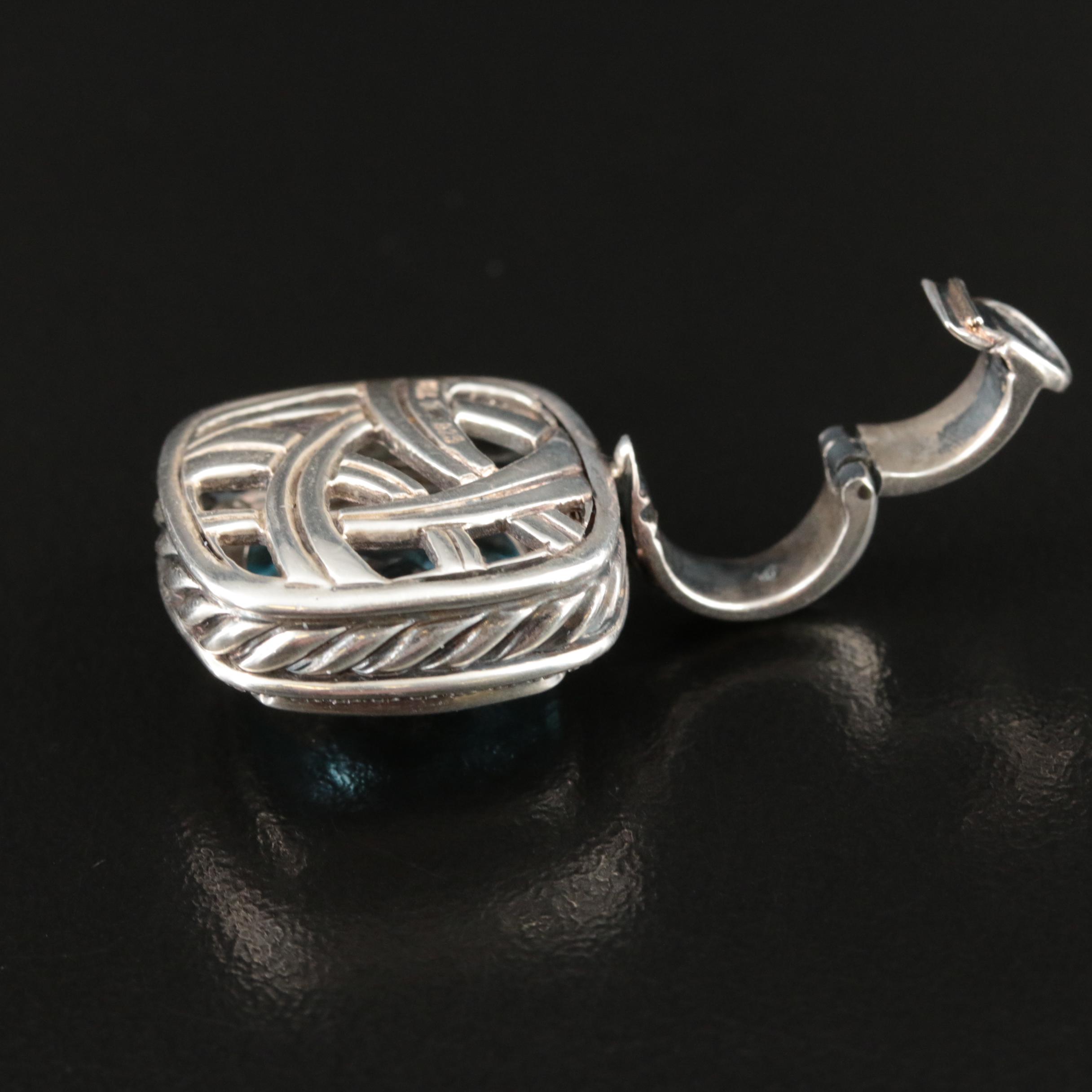 David Yurman "Albion" Sterling Topaz and Diamond Enhancer Pendant