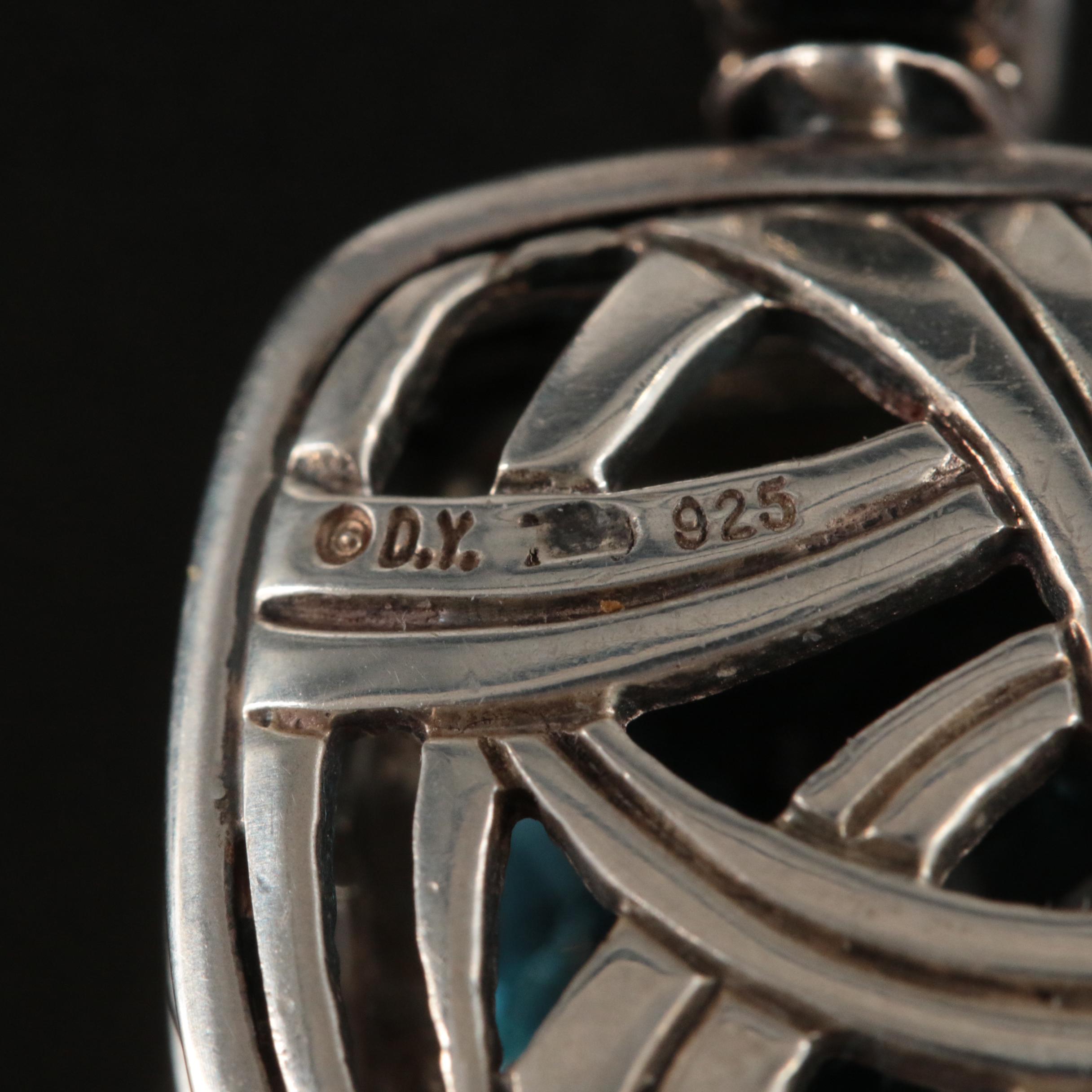 David Yurman "Albion" Sterling Topaz and Diamond Enhancer Pendant