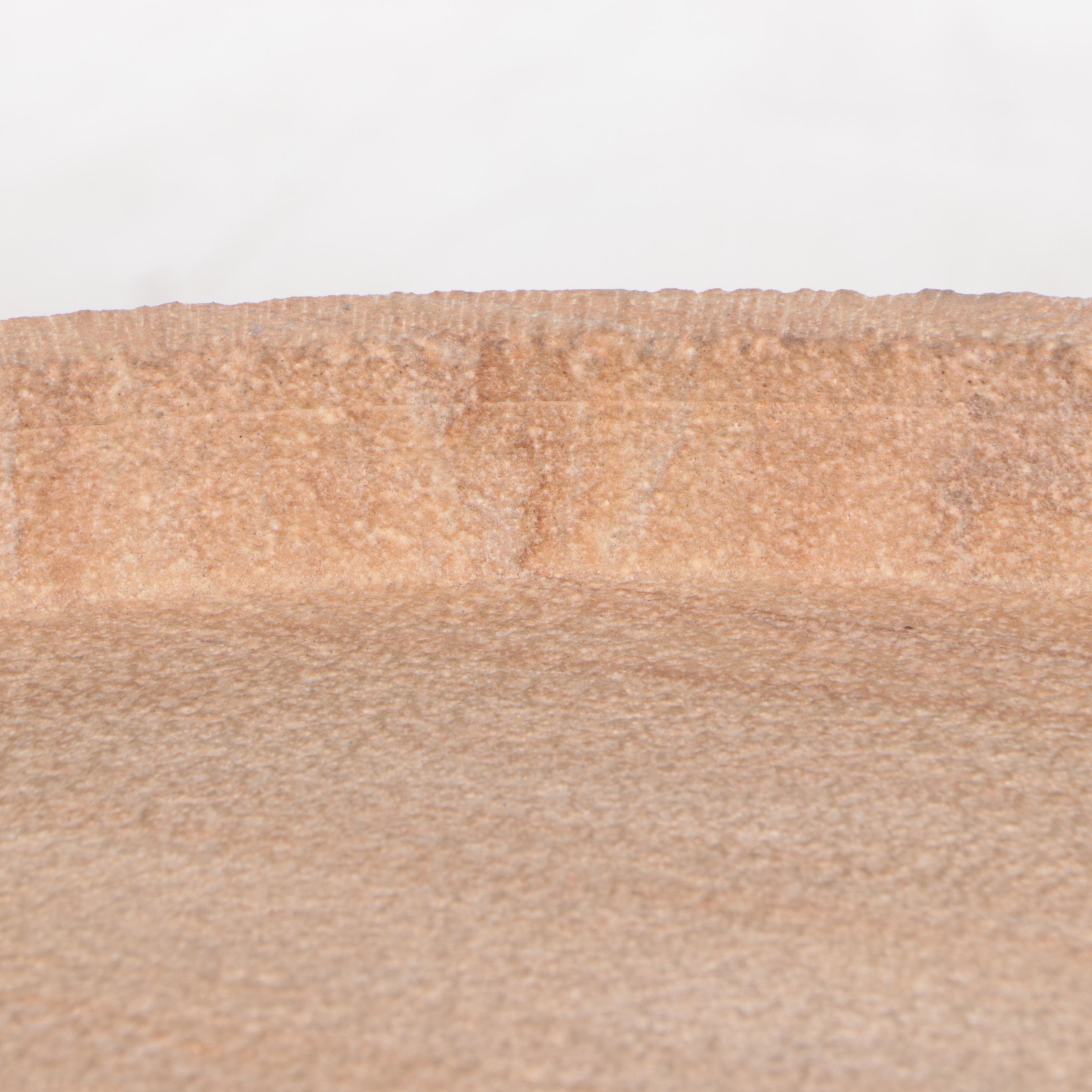 Modern Carved Stone and Steel Coffee Table