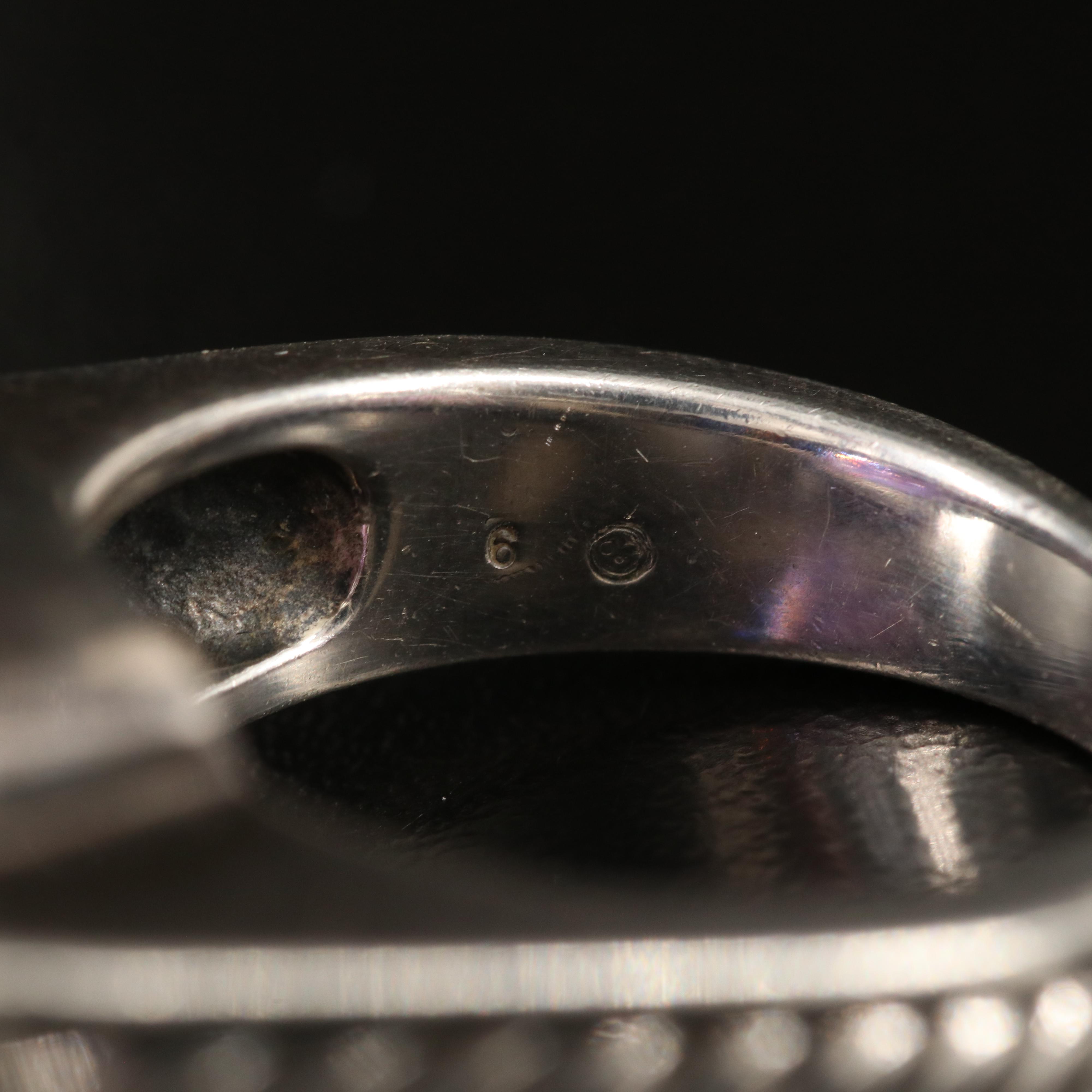 David Yurman "Deco" Sterling Amethyst and Diamond Ring