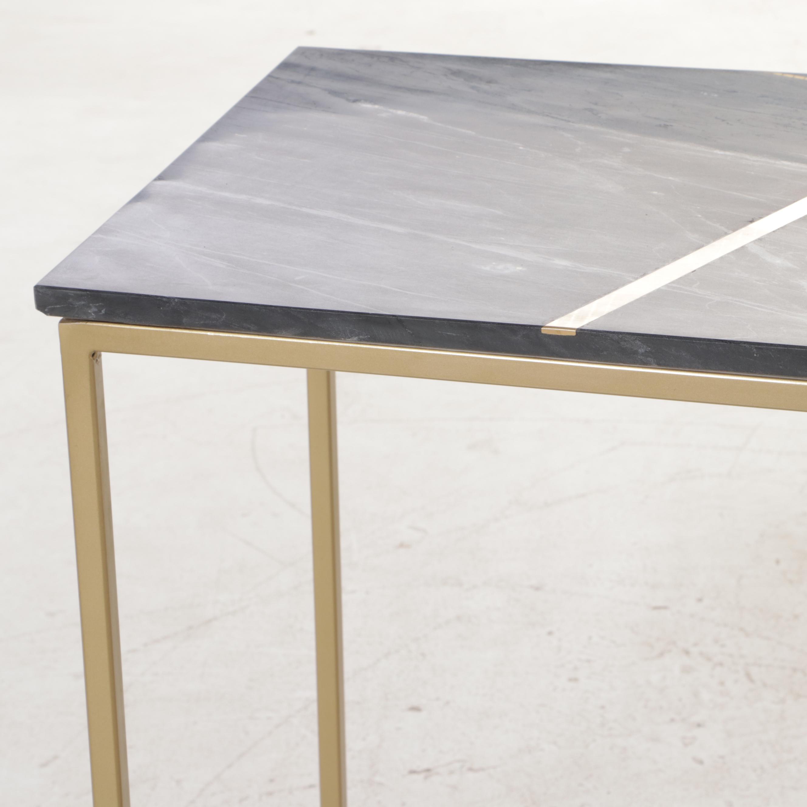 Modern Brass, Marble and Metal Console Table