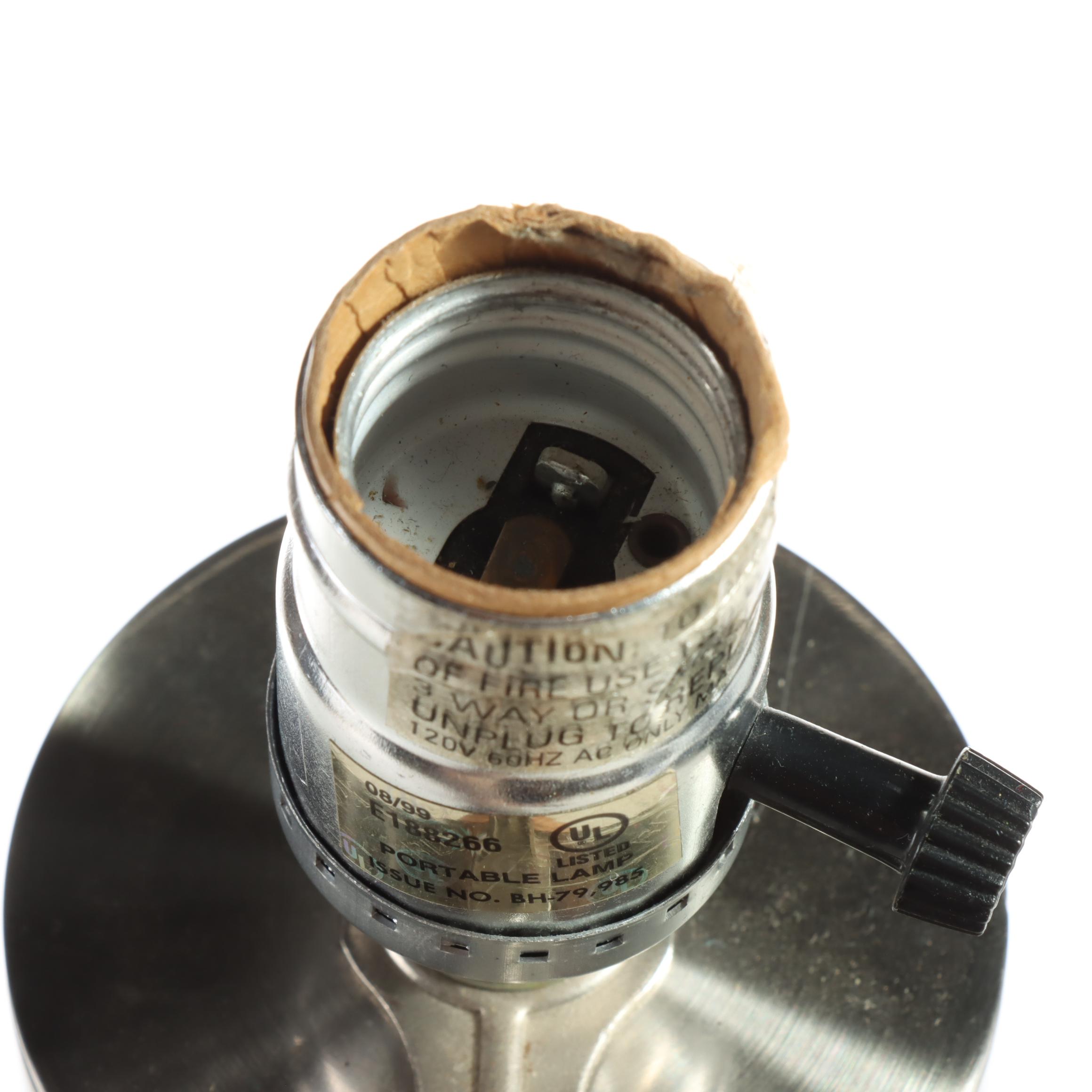 Pair of Chromed Metal Floor Lamps, Contemporary