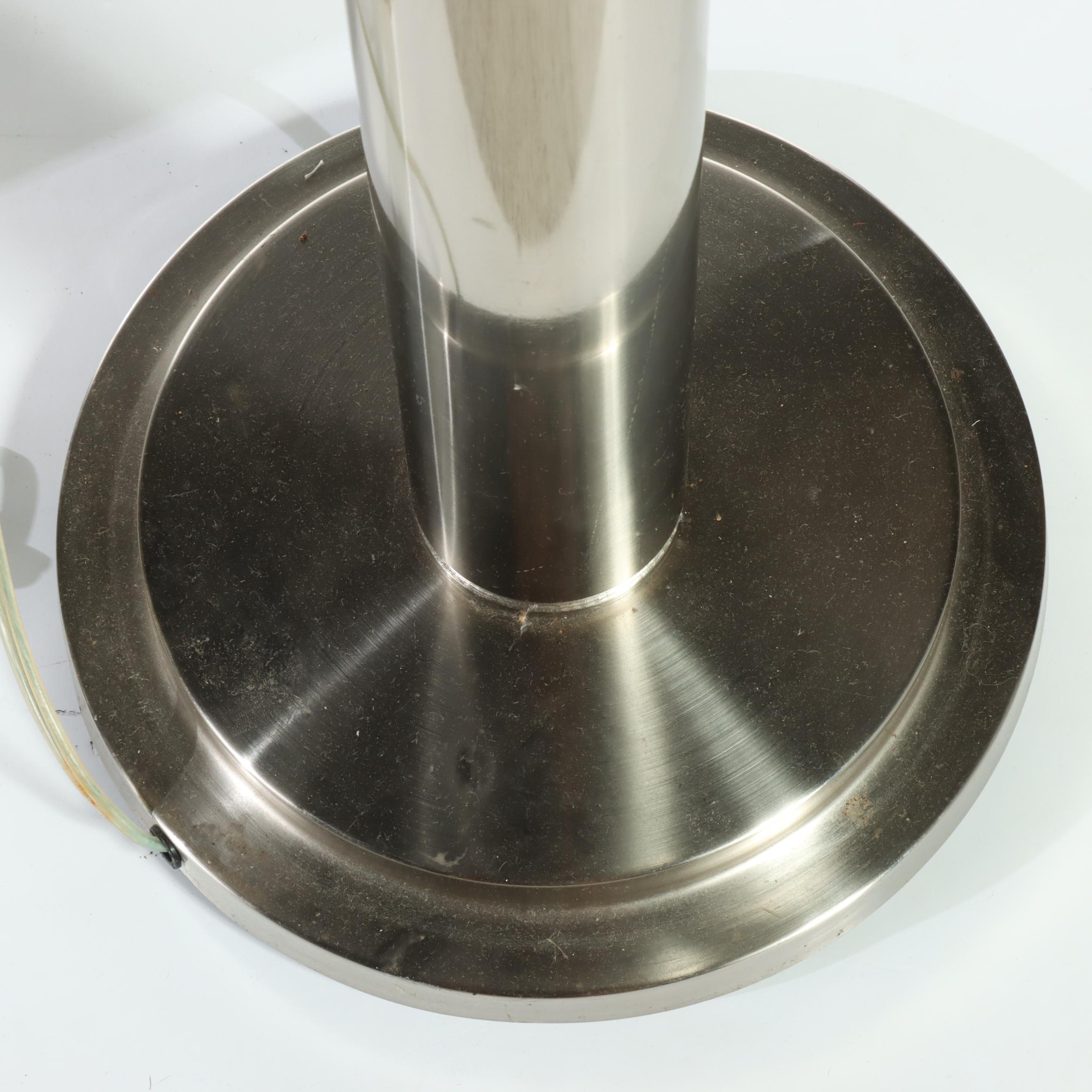 Pair of Chromed Metal Floor Lamps, Contemporary