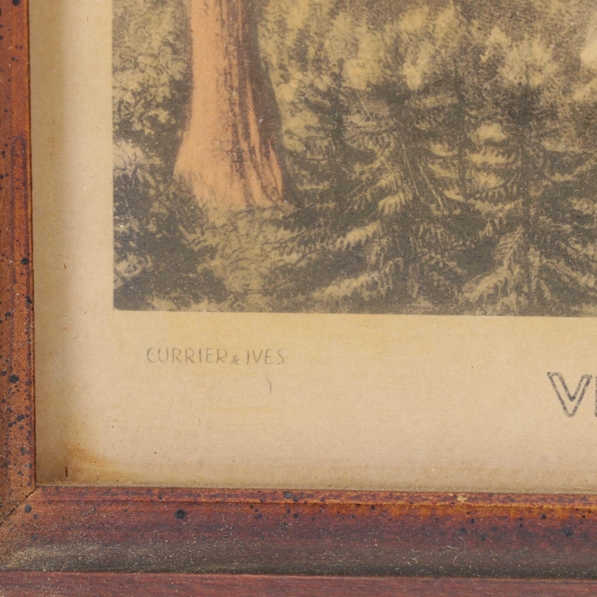 Framed Currier Prints with Vanity Jars and Other Decor, 20th Century