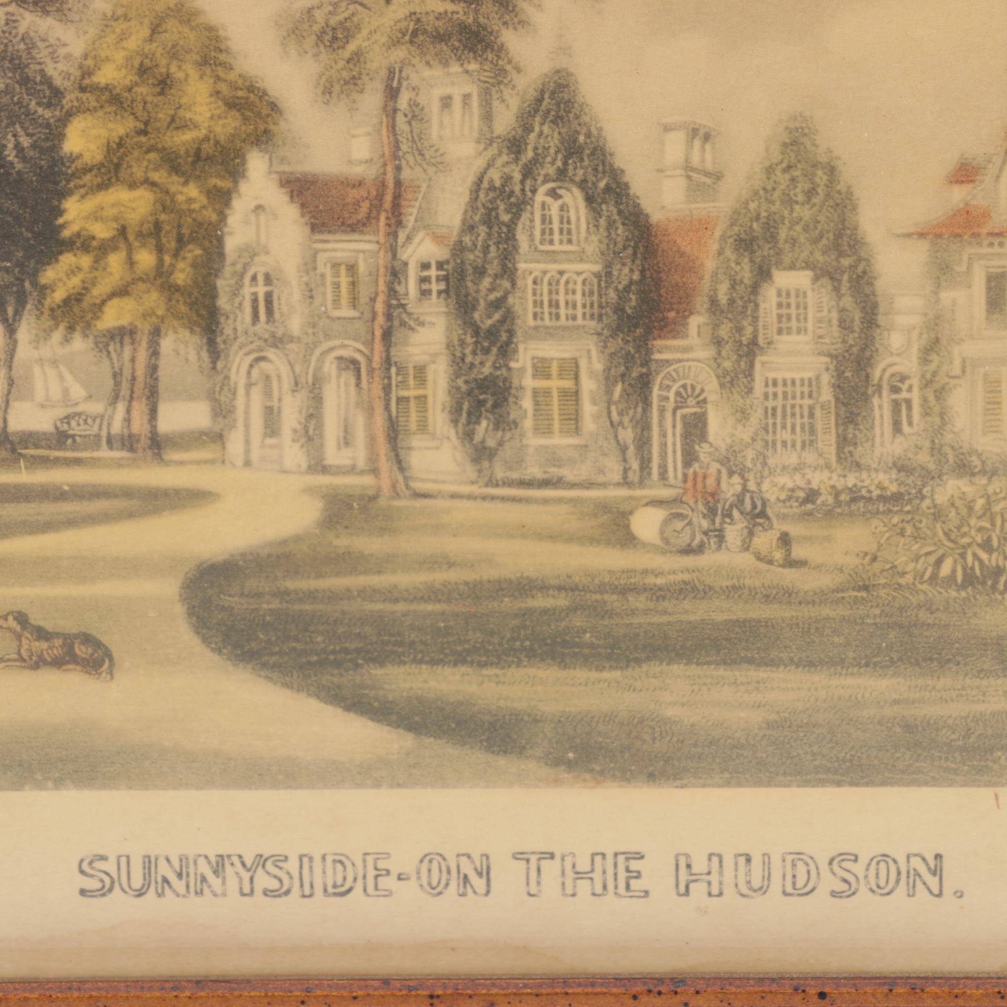 Framed Currier Prints with Vanity Jars and Other Decor, 20th Century