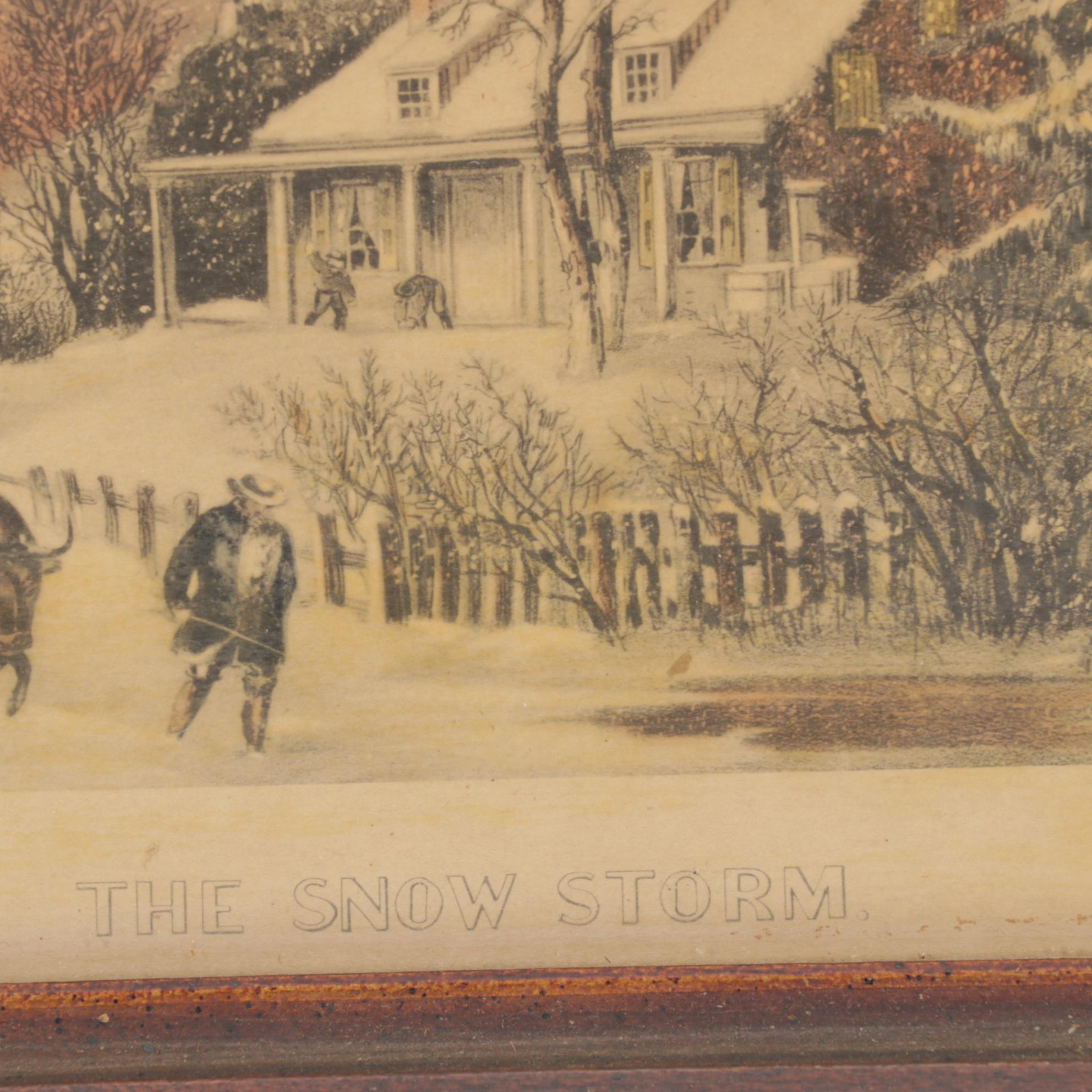 Framed Currier Prints with Vanity Jars and Other Decor, 20th Century