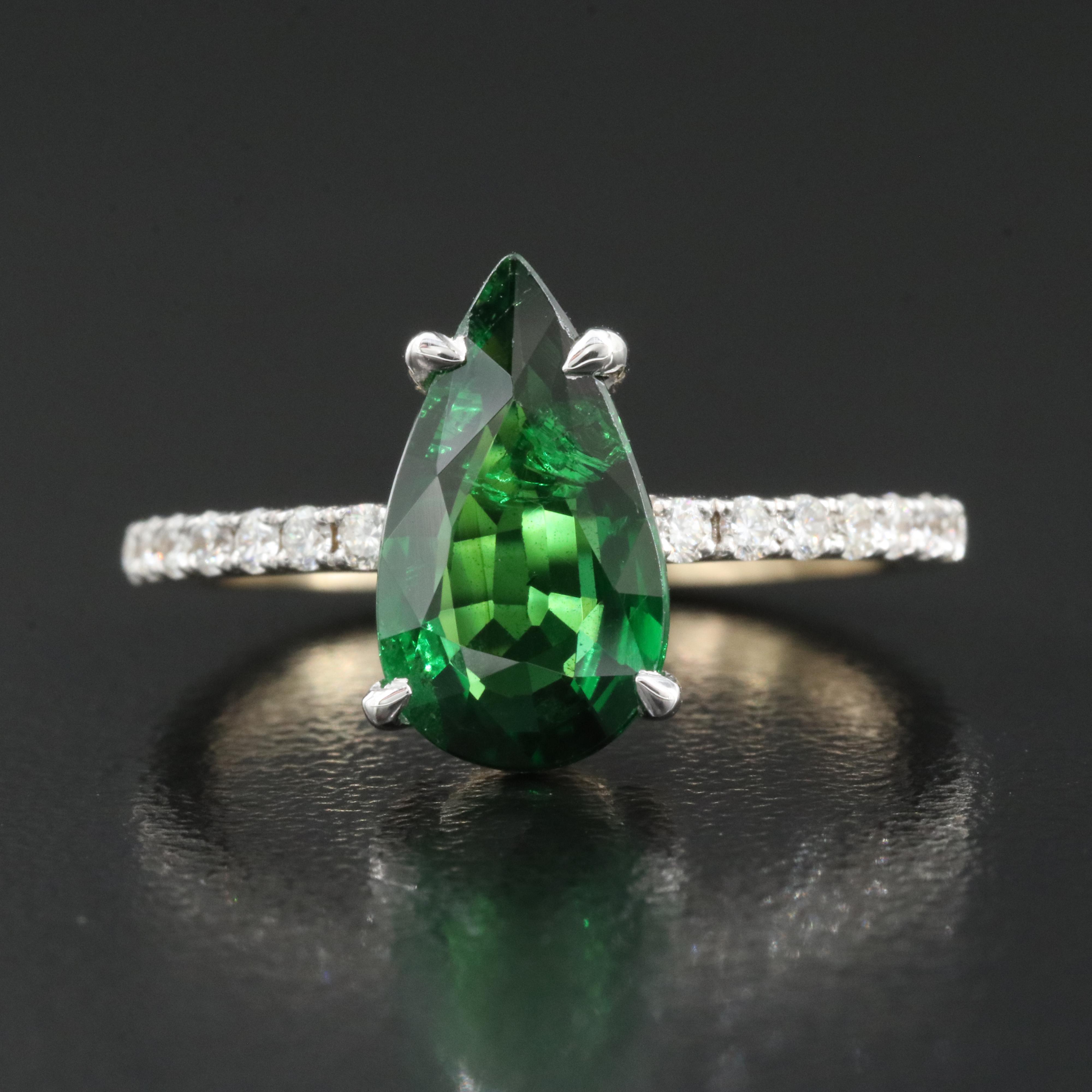 14K 1.82 CT Tsavorite and Diamond Ring