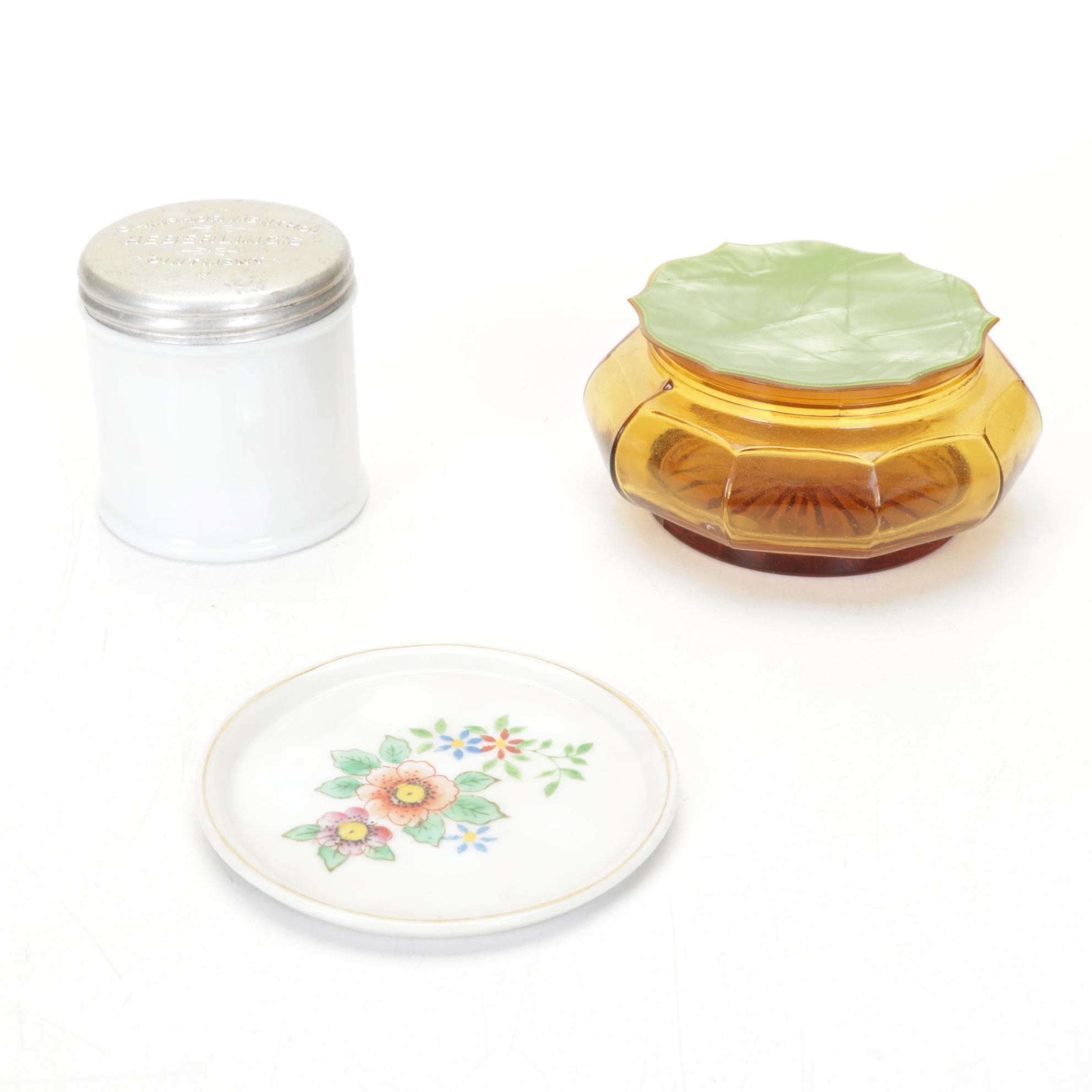 Framed Currier Prints with Vanity Jars and Other Decor, 20th Century