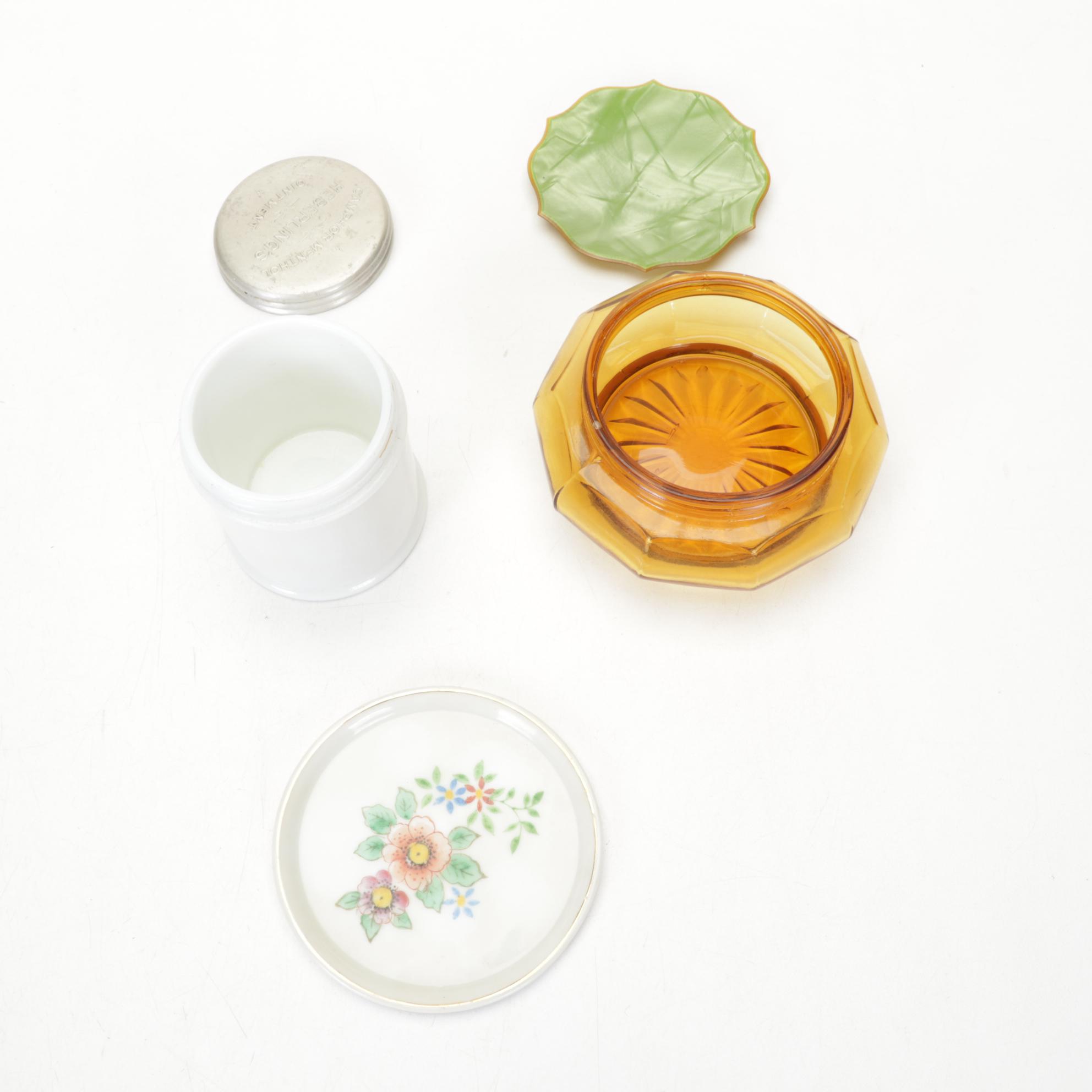 Framed Currier Prints with Vanity Jars and Other Decor, 20th Century