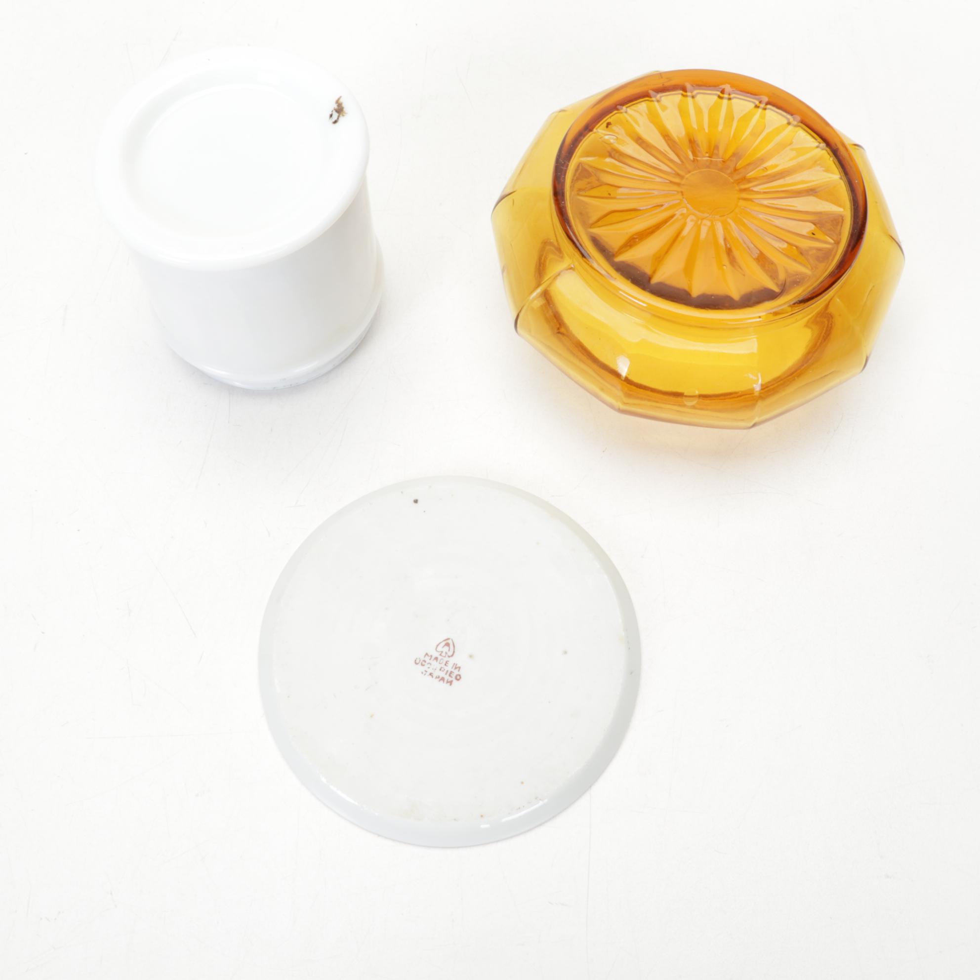 Framed Currier Prints with Vanity Jars and Other Decor, 20th Century