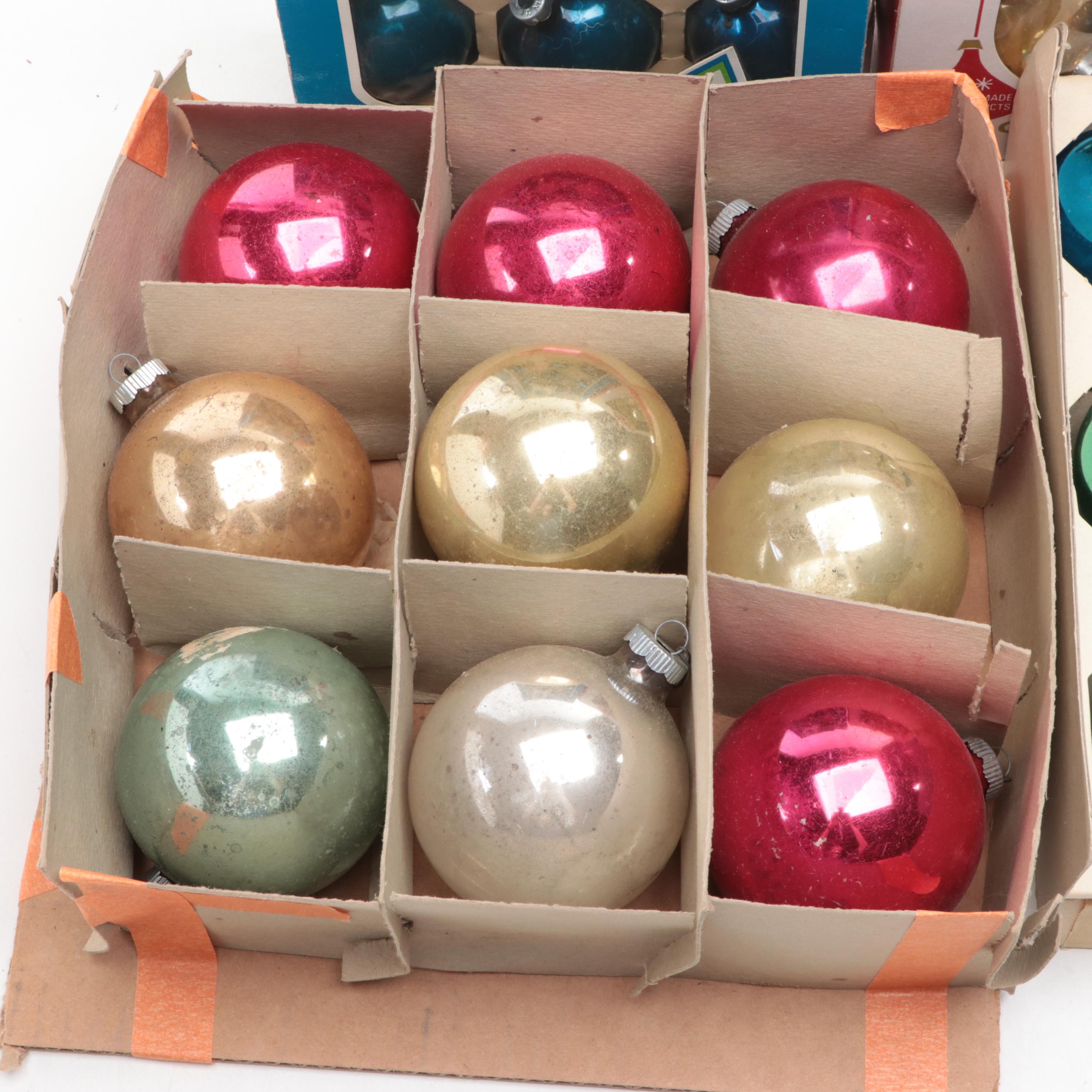 Shiny Brite, Coby, and Other Glass Christmas Ornaments, Mid to Late 20th Century