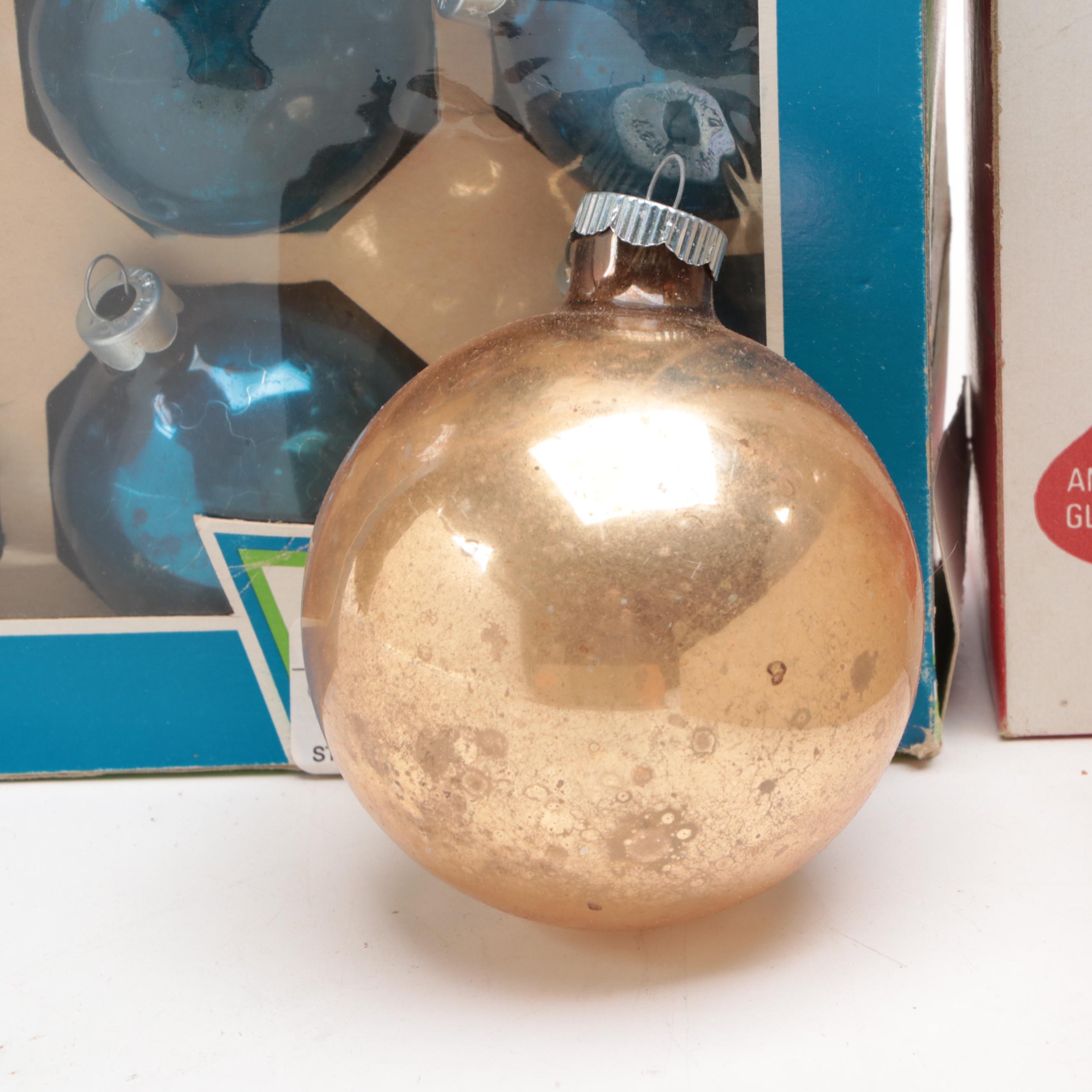 Shiny Brite, Coby, and Other Glass Christmas Ornaments, Mid to Late 20th Century