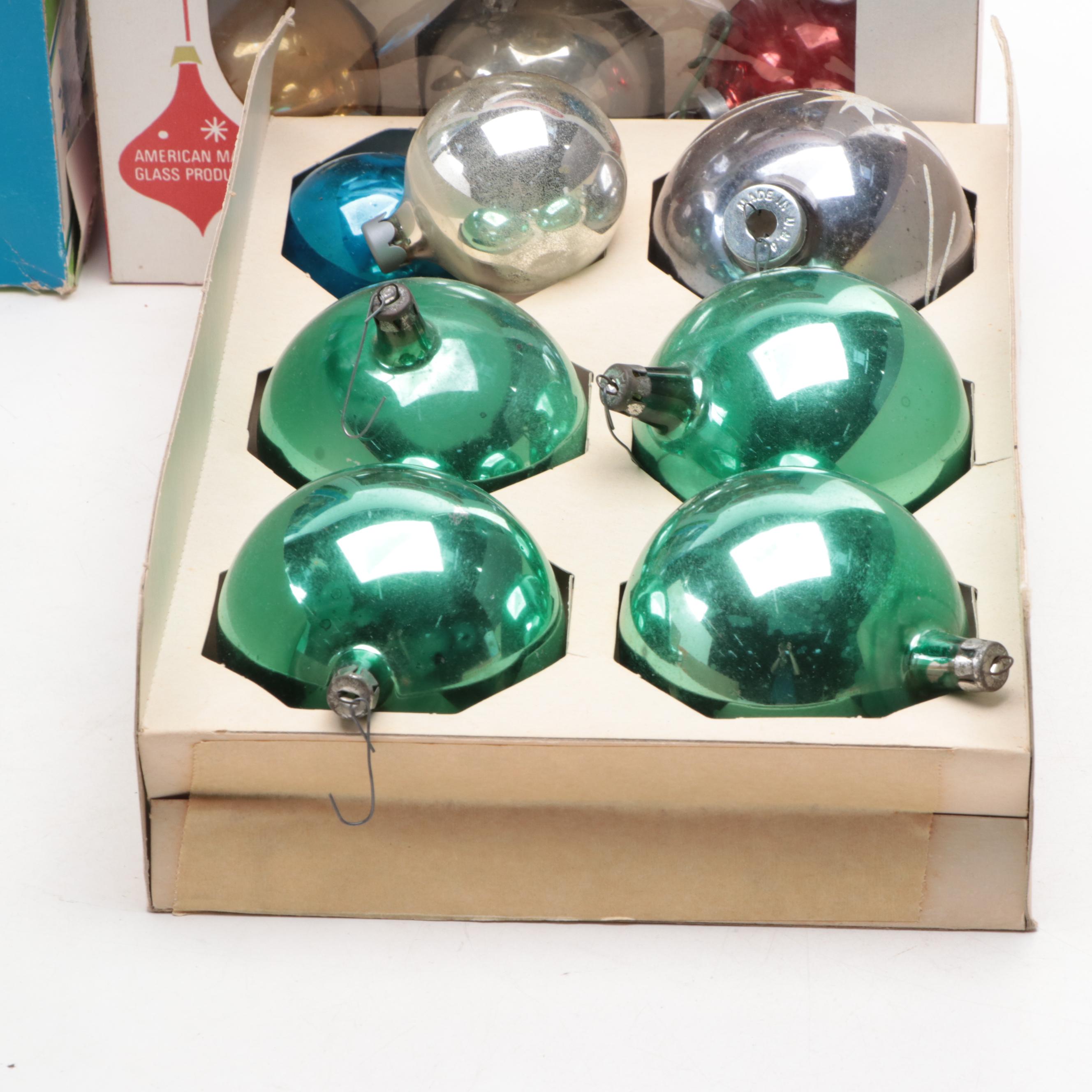 Shiny Brite, Coby, and Other Glass Christmas Ornaments, Mid to Late 20th Century