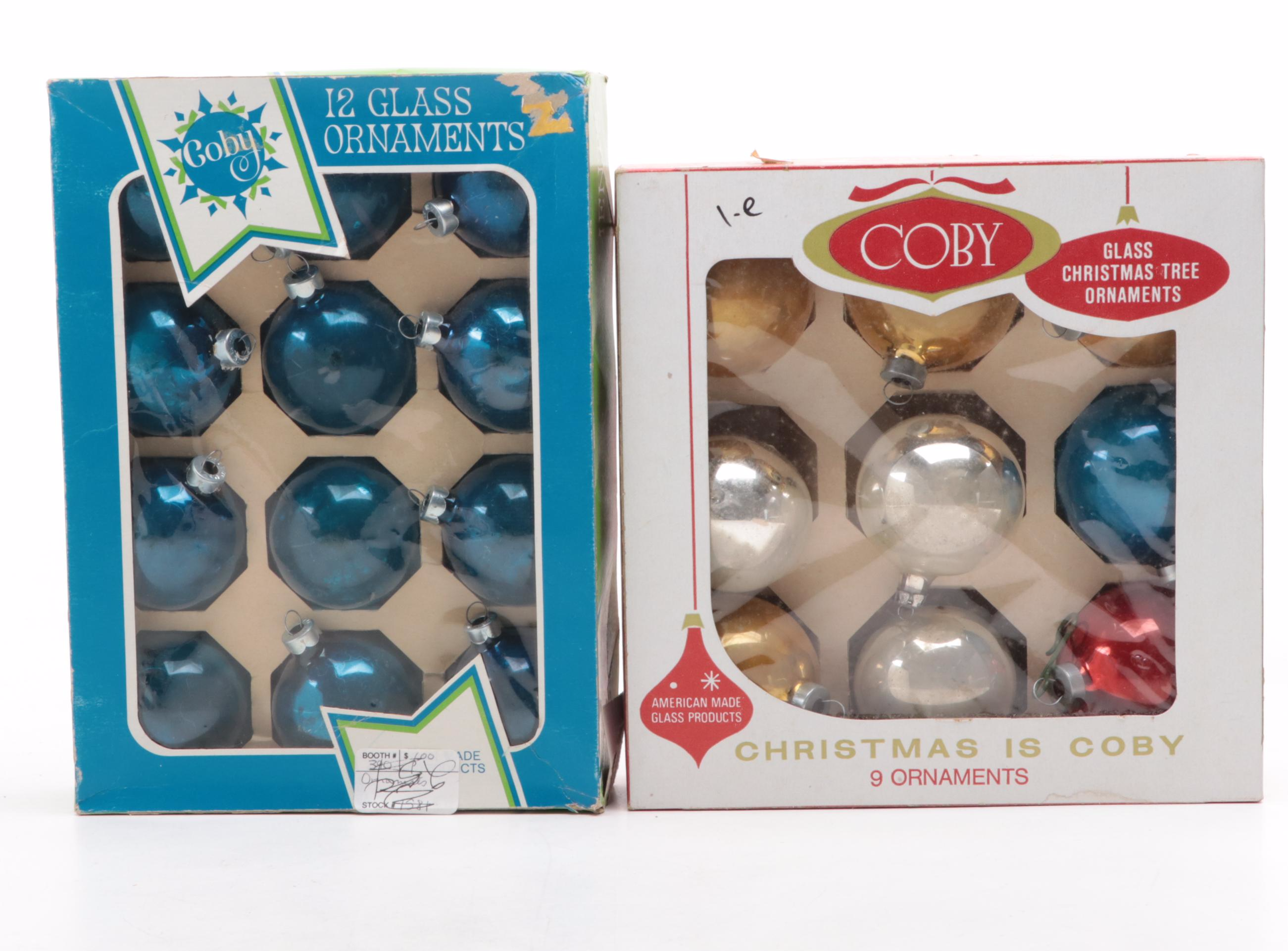 Shiny Brite, Coby, and Other Glass Christmas Ornaments, Mid to Late 20th Century