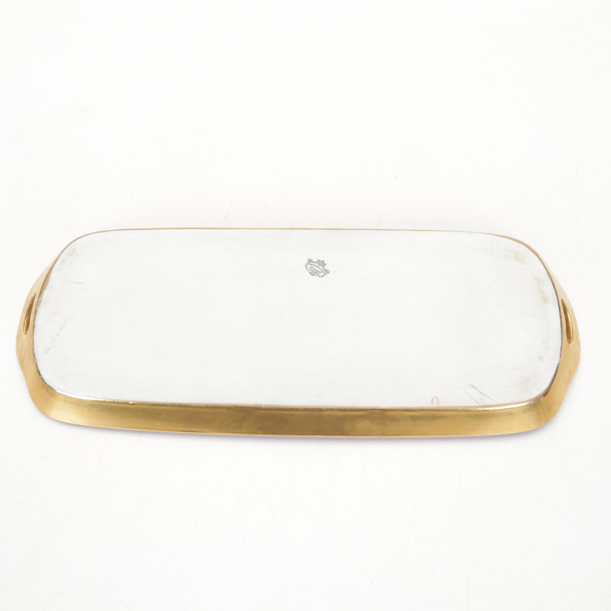 Pickard China "Rose and Daisy" and "Honeysuckle" Porcelain Creamer, Sugar, Tray