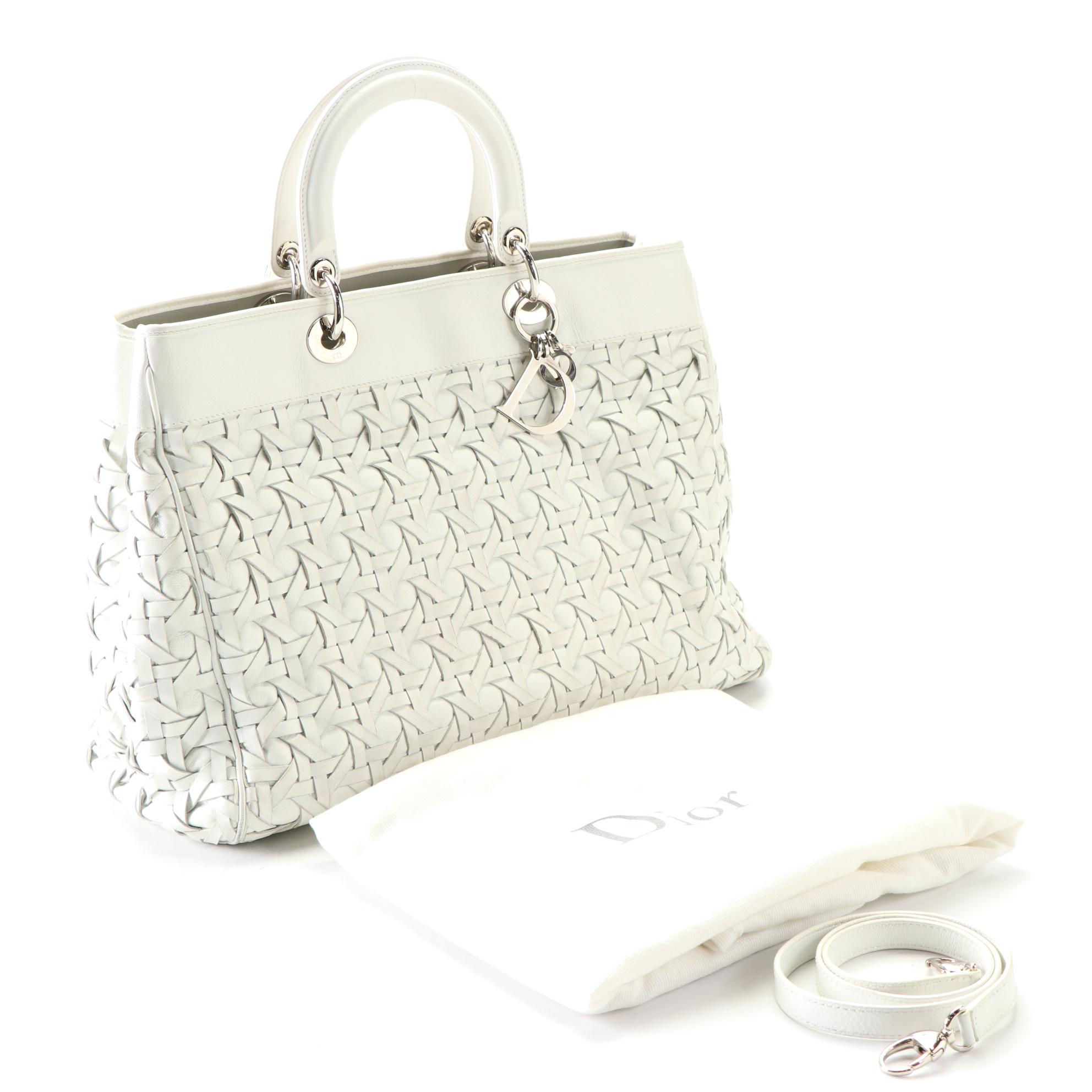 Christian Dior Lady Dior Avenue Large Soft Tote in Woven Leather