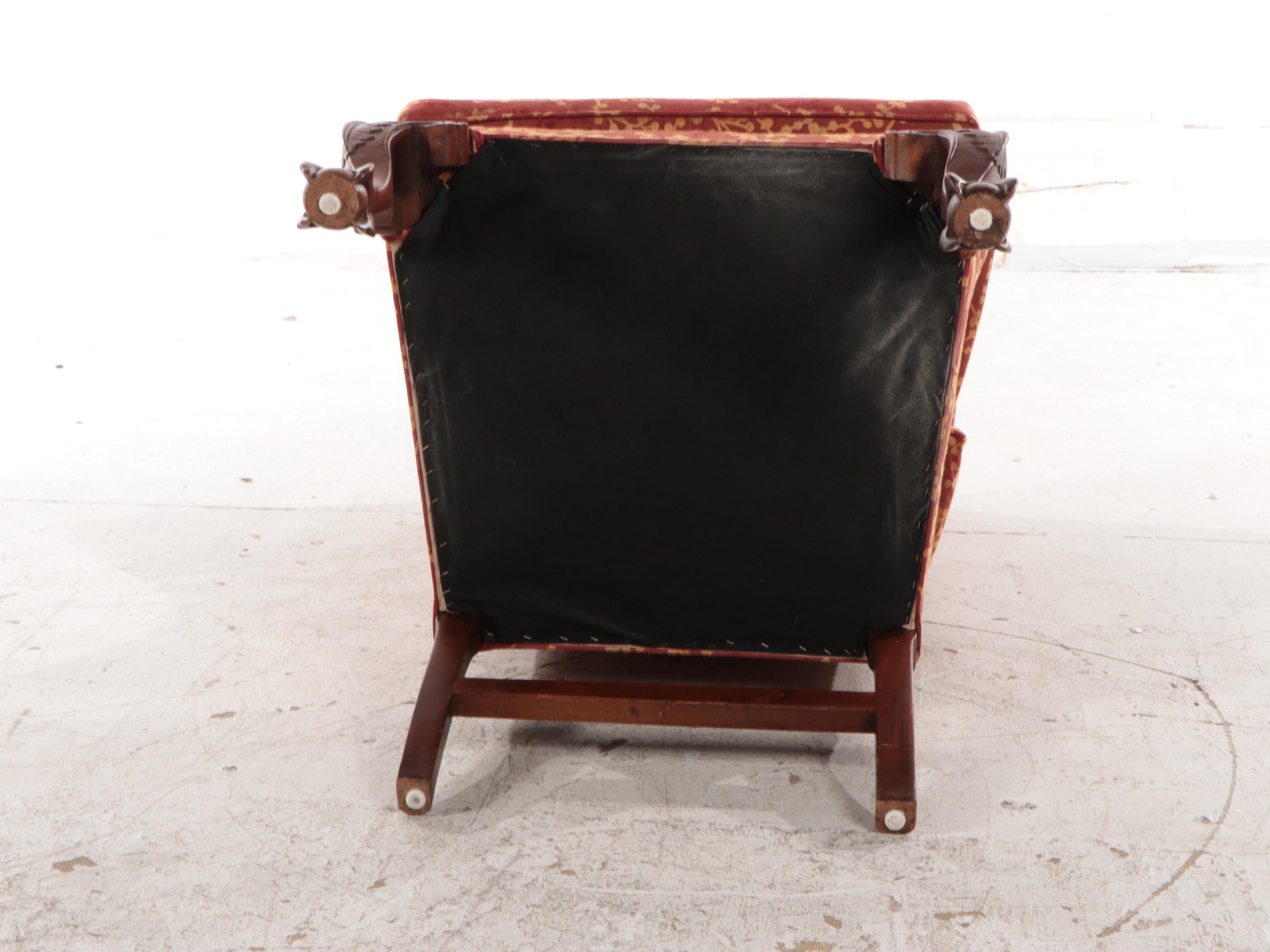 Chippendale Style Custom-Upholstered Wingback Armchair