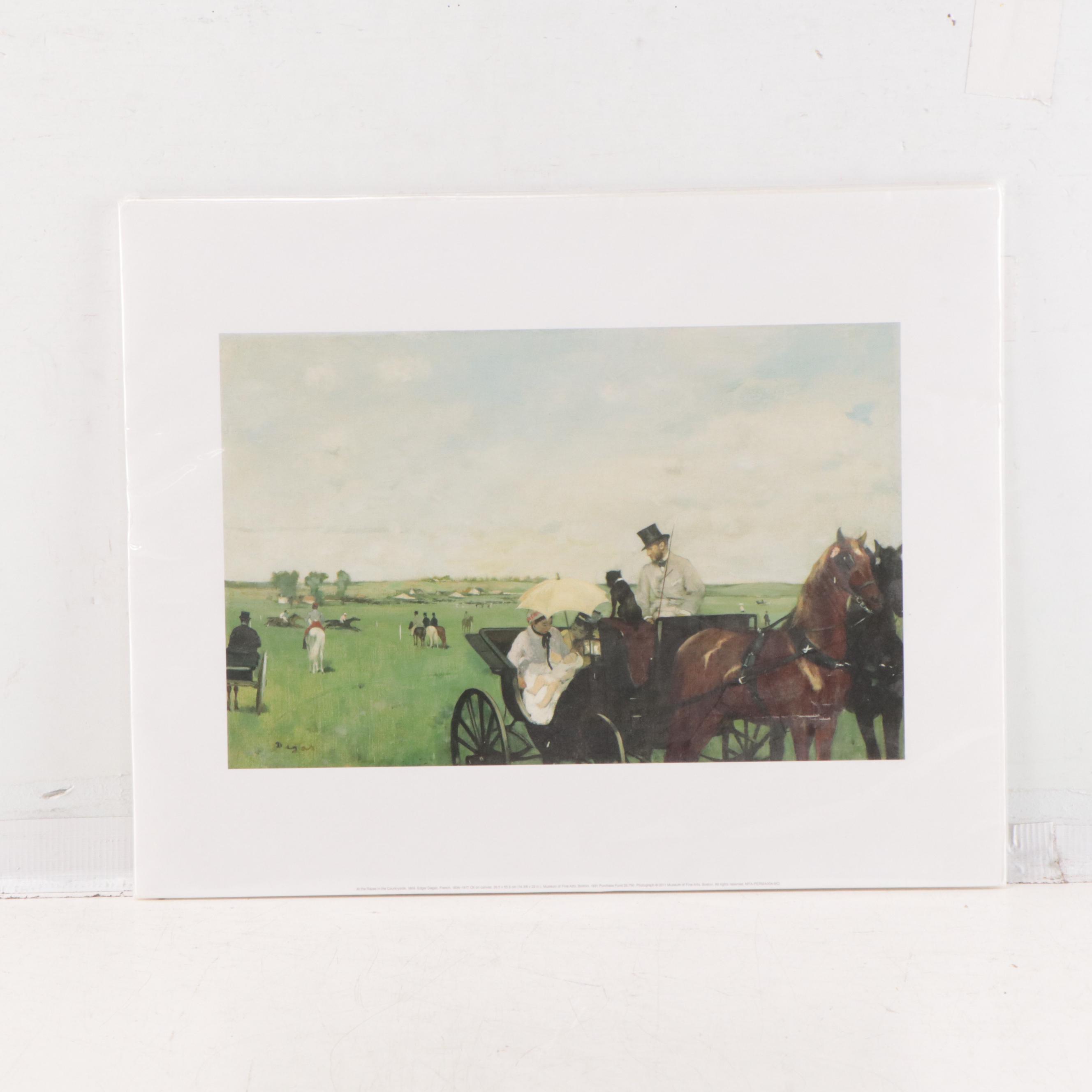 English Hunting Genre Artwork Including Offset Lithograph After Edgar Degas