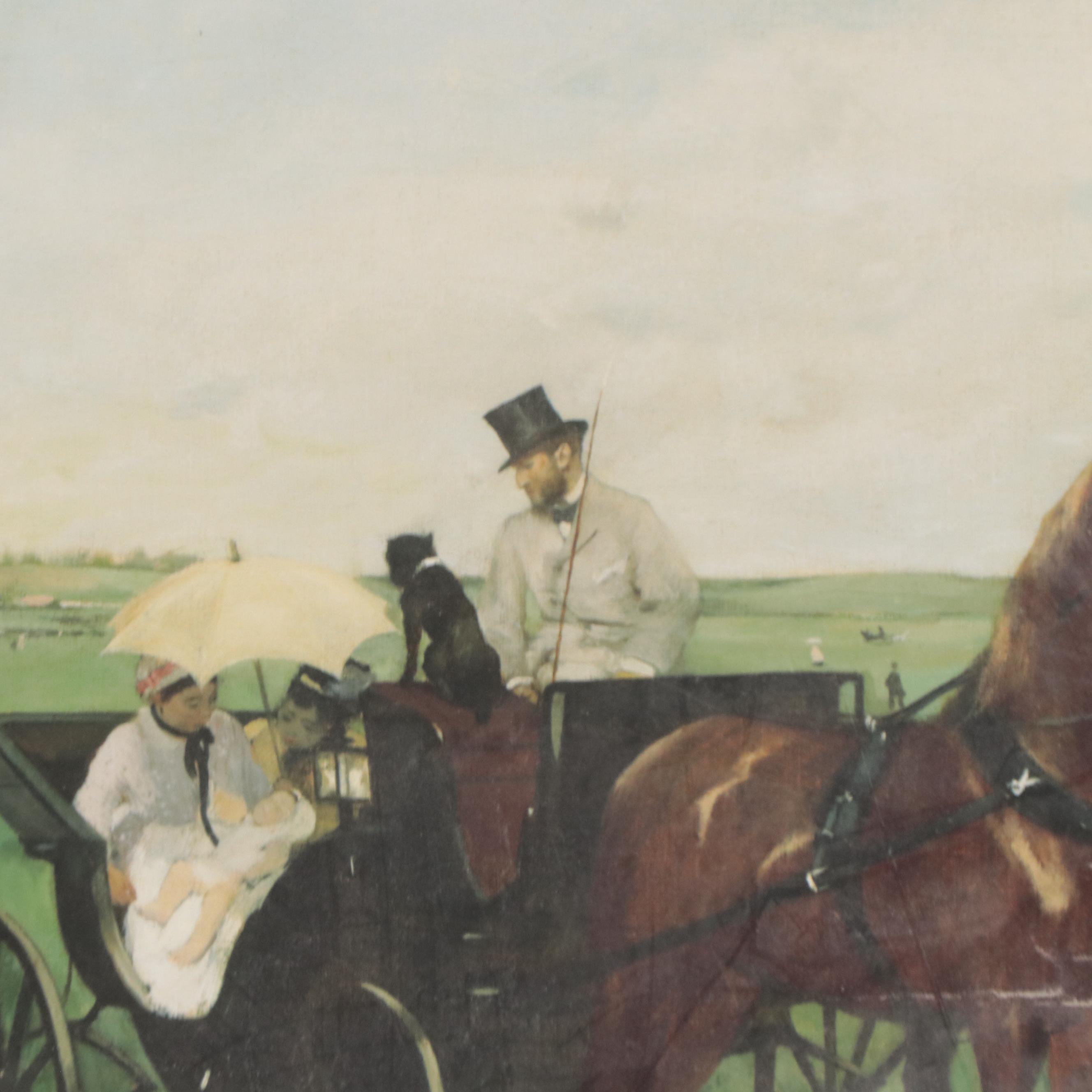 English Hunting Genre Artwork Including Offset Lithograph After Edgar Degas