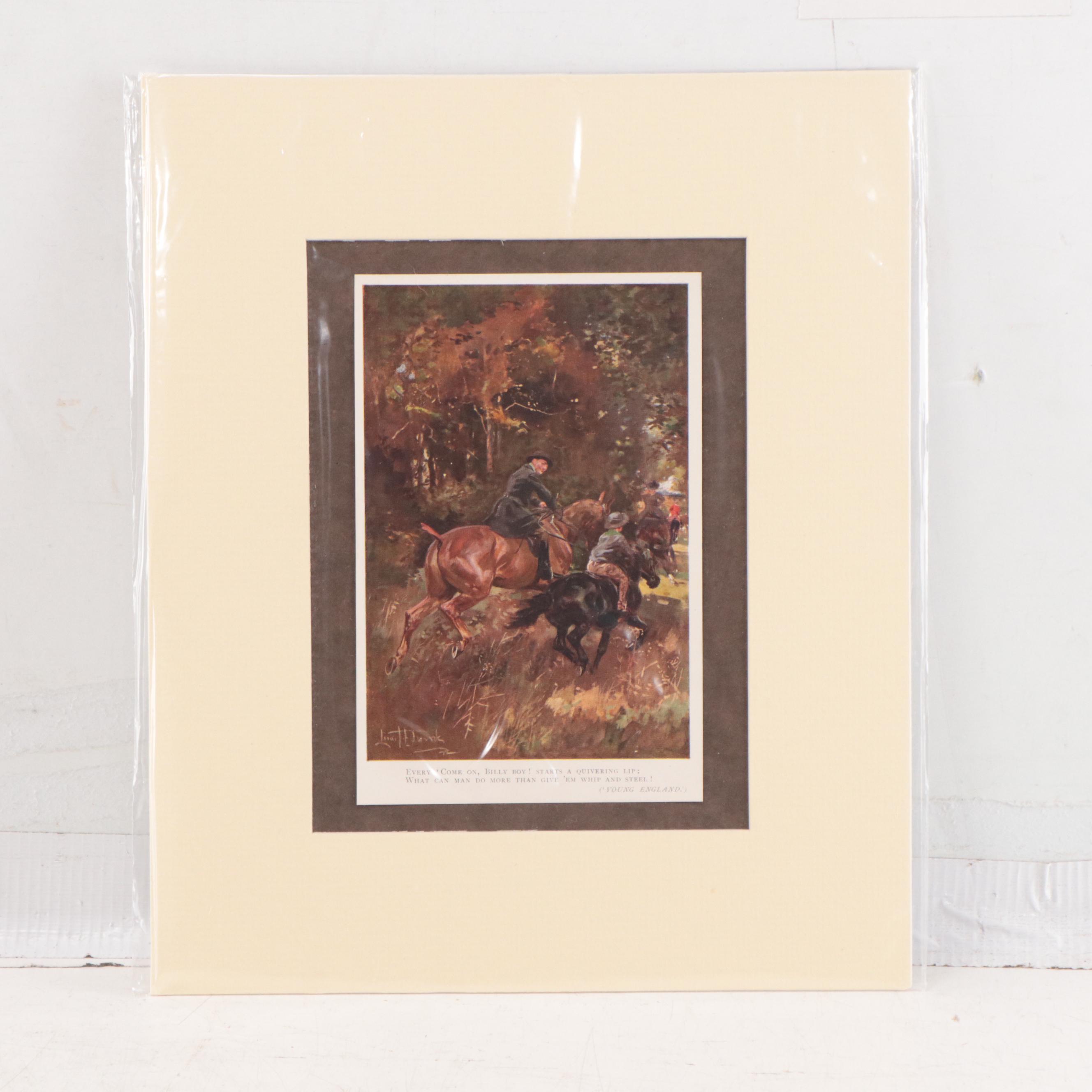 English Hunting Genre Artwork Including Offset Lithograph After Edgar Degas