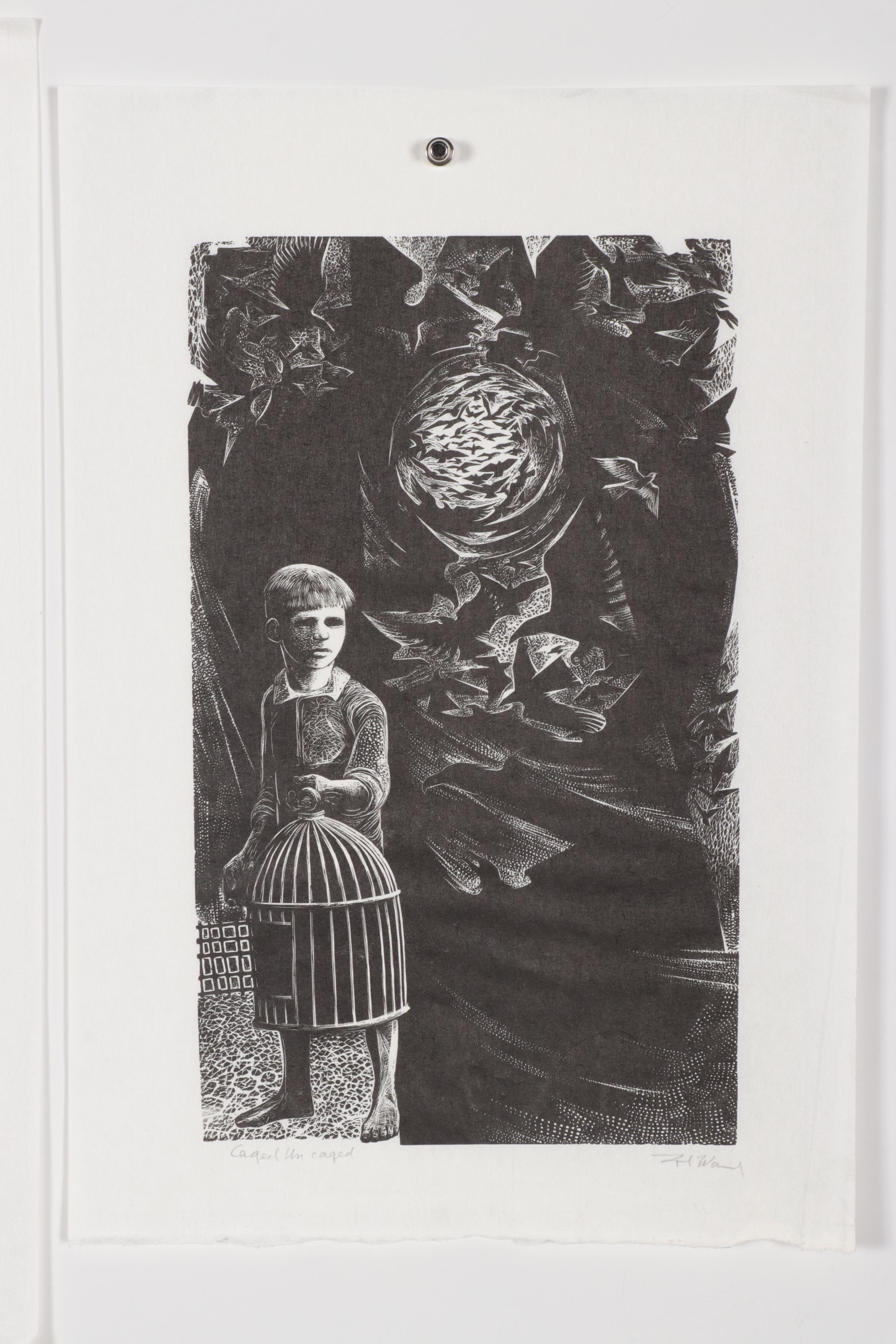 Lynd Ward Wood Engravings Including "Caged Uncaged," 1965