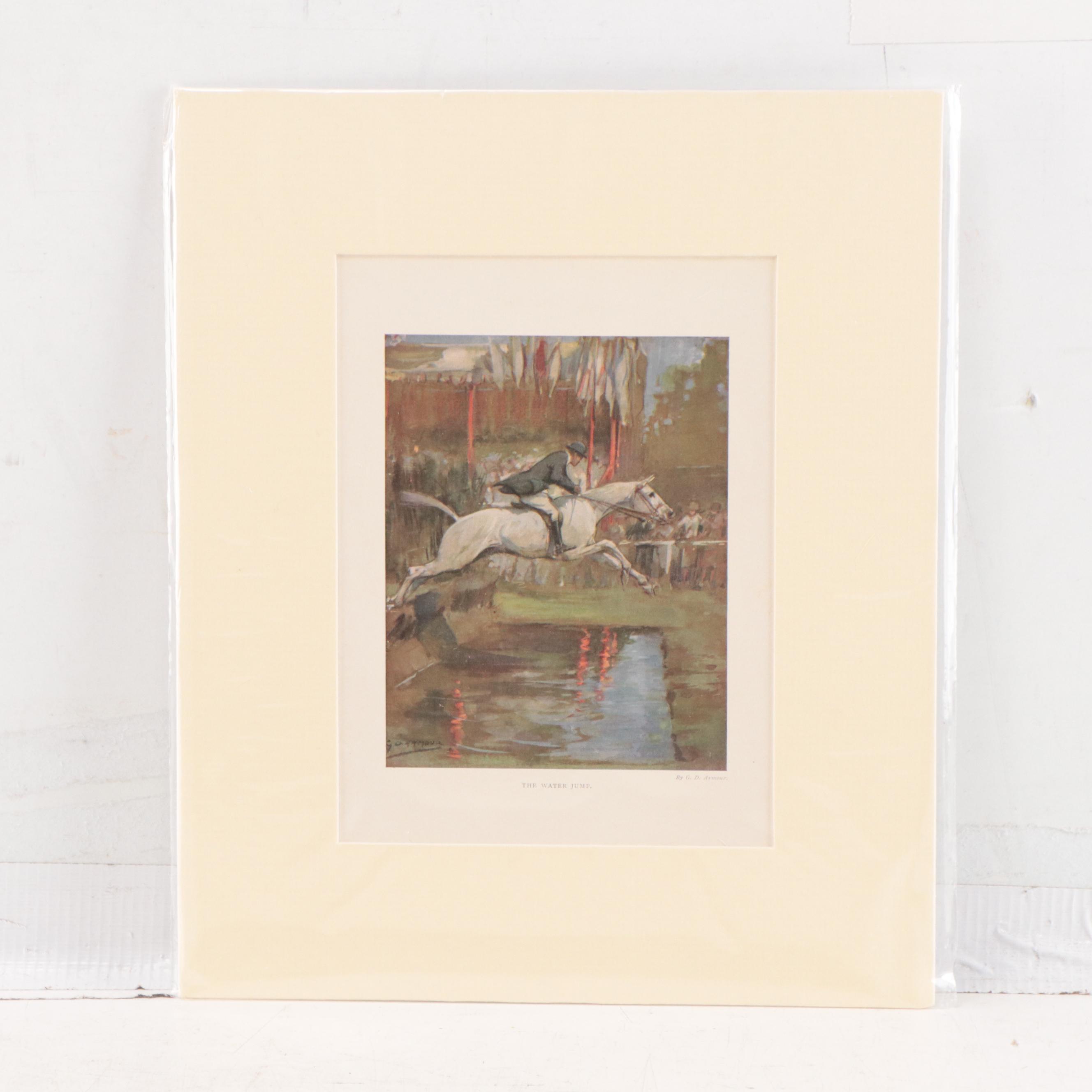 English Hunting Genre Artwork Including Offset Lithograph After Edgar Degas