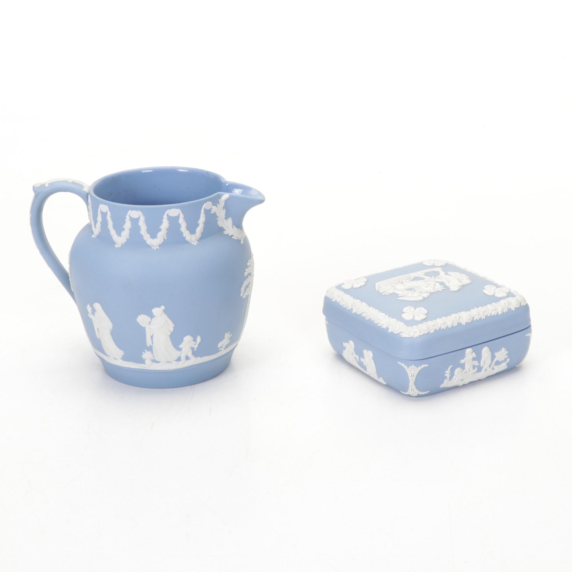 Perry Coyle Glass Plate with Wedgwood Tableware and Other Figurines