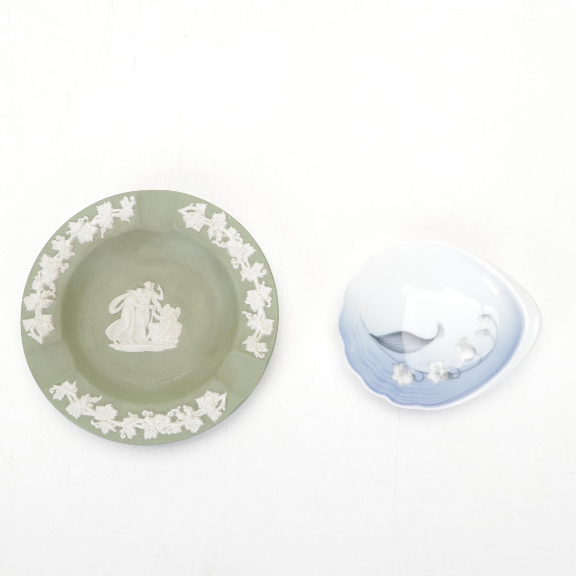 Perry Coyle Glass Plate with Wedgwood Tableware and Other Figurines
