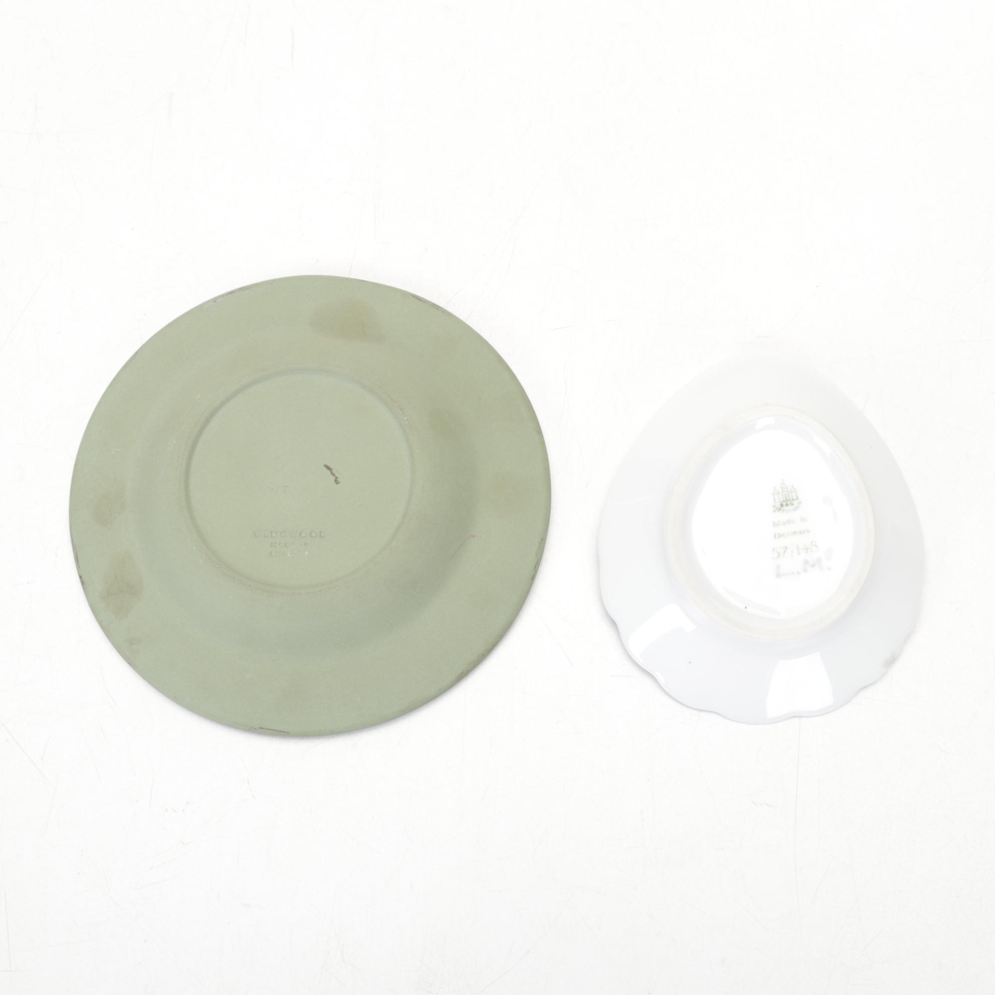 Perry Coyle Glass Plate with Wedgwood Tableware and Other Figurines