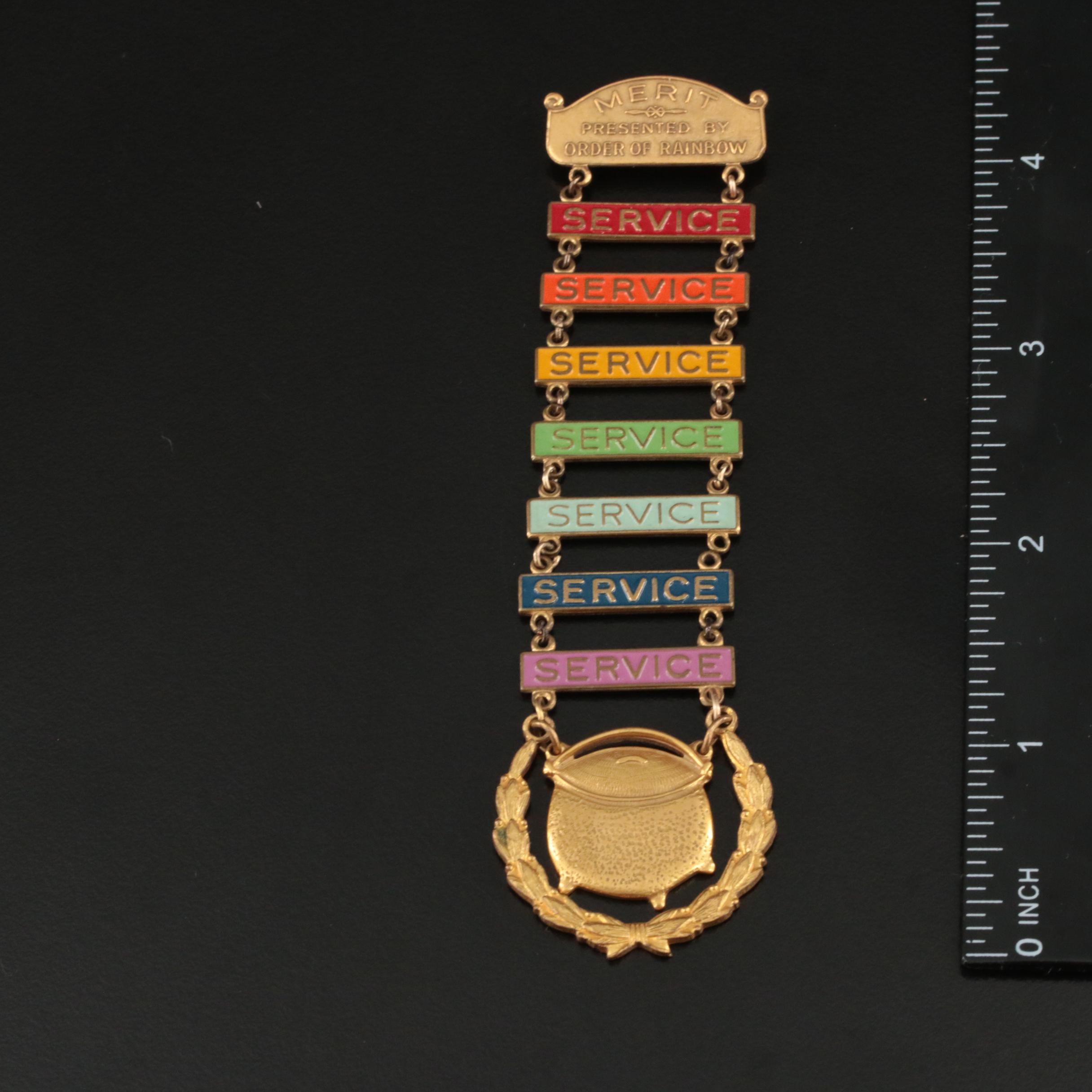 Vintage Service Recognition Pin Collection Including Masonic Pins and Tie tacks