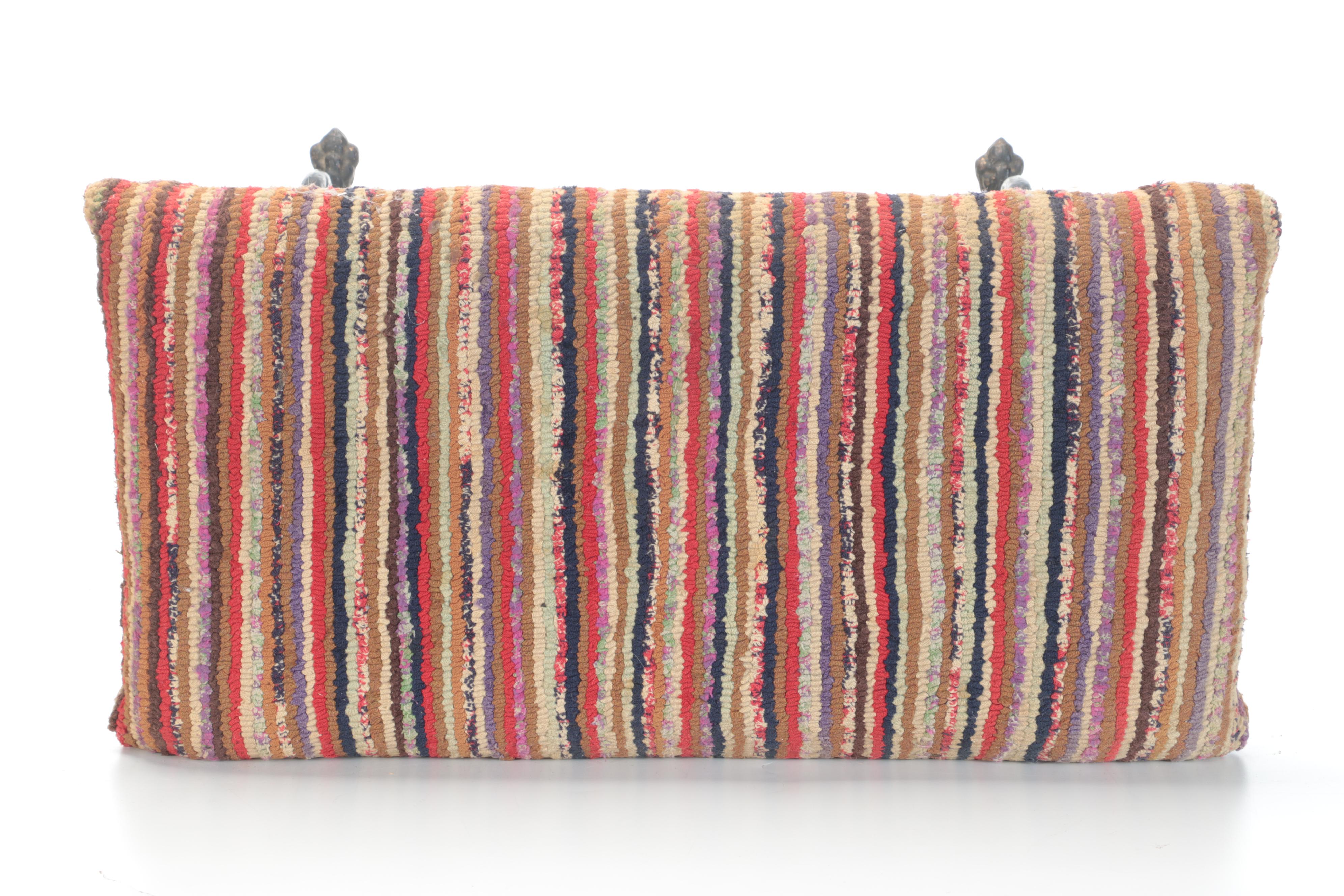 Latch Hook Rug Upholstered Trestle Base Piano Bench