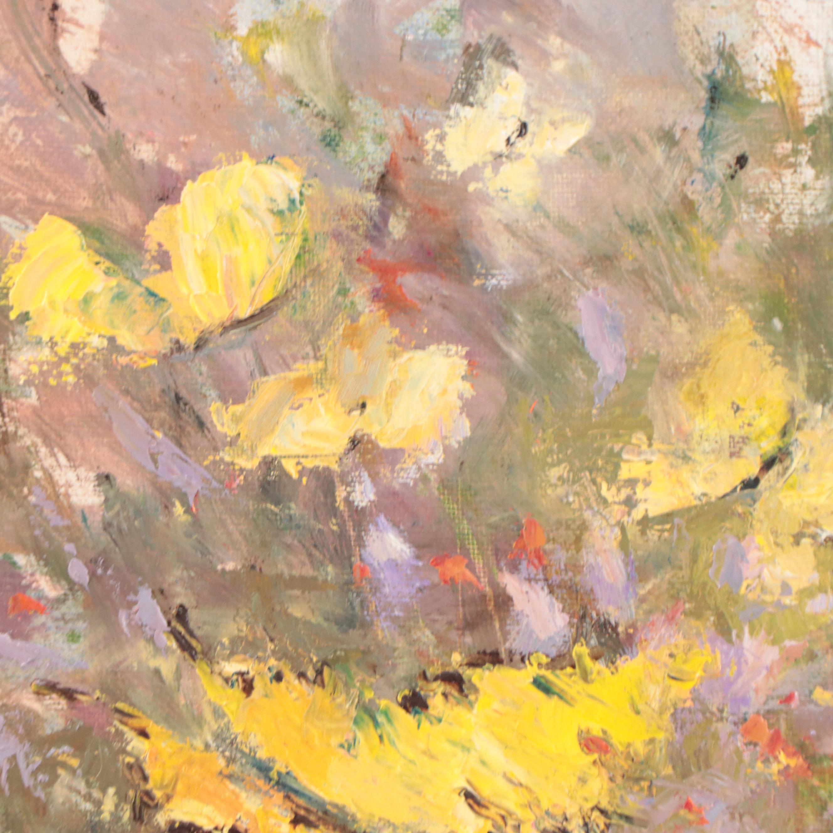 Lesley Haflich Abstracted Oil Painting of Butterflies