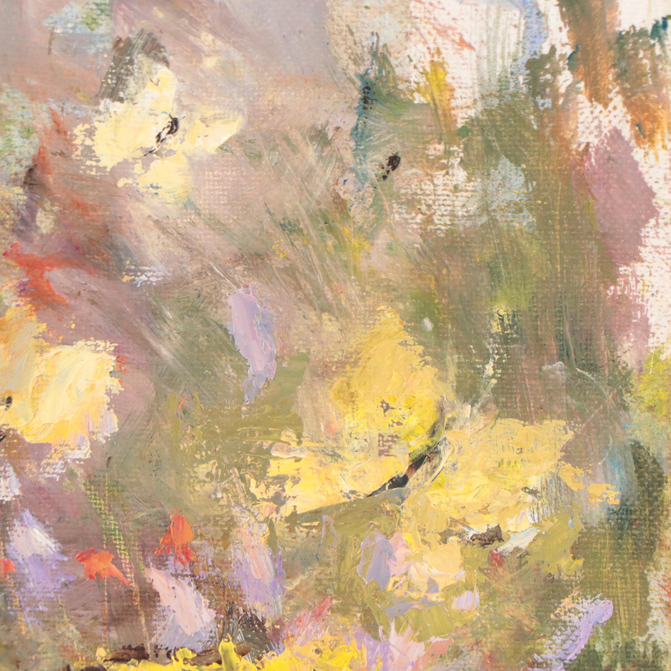 Lesley Haflich Abstracted Oil Painting of Butterflies