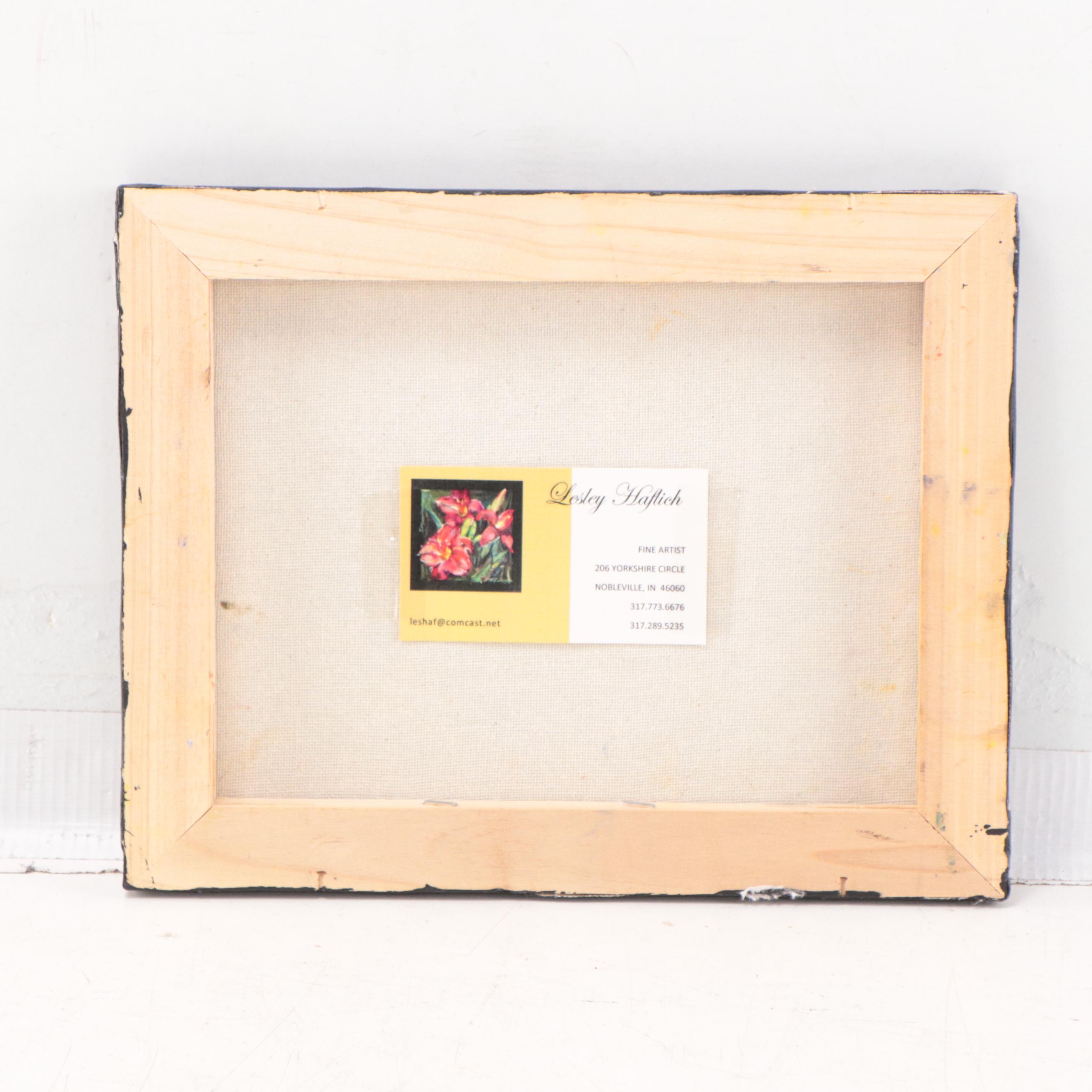 Lesley Haflich Abstracted Oil Painting of Butterflies