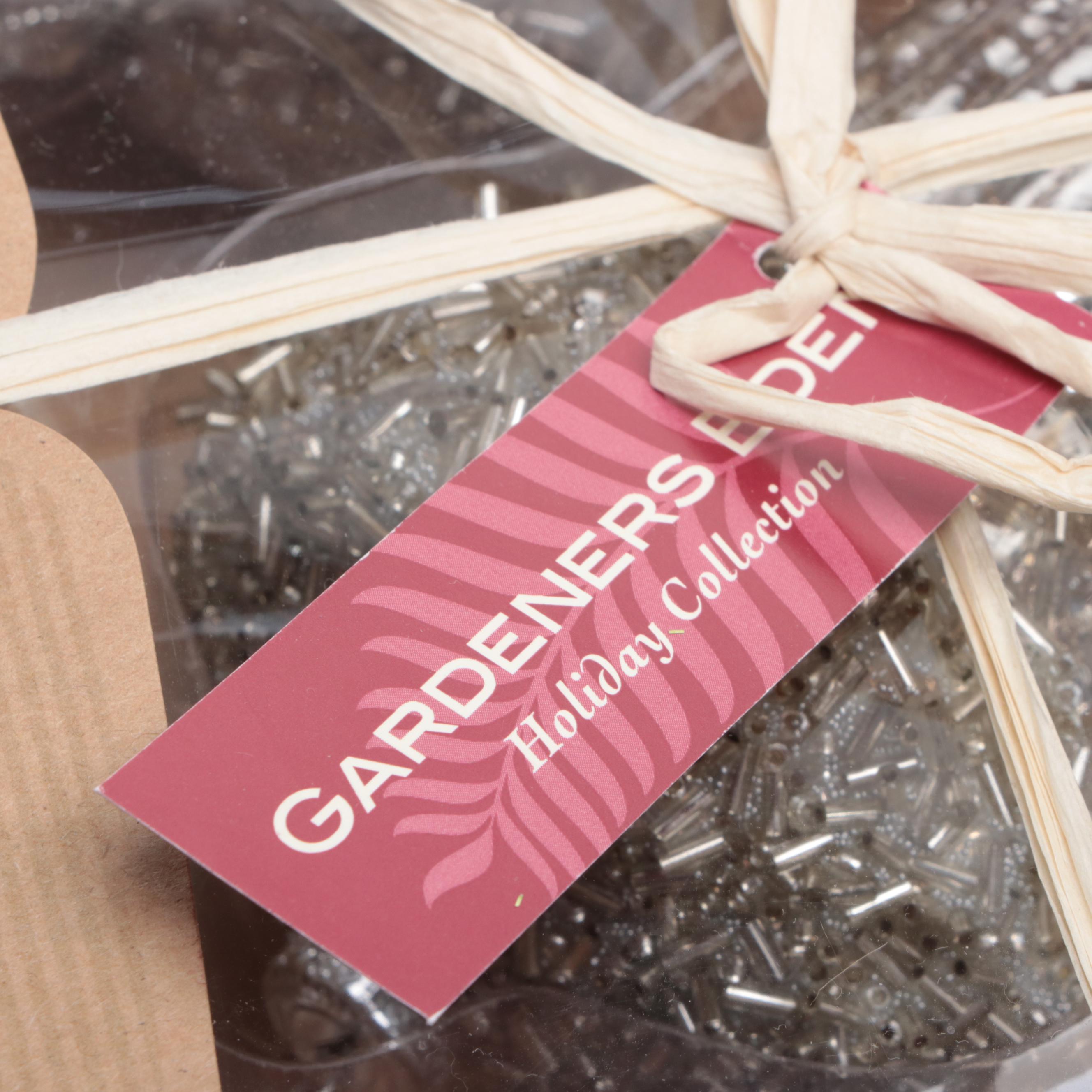 Hand Made Woven Wood Basket With Christmas Ornaments