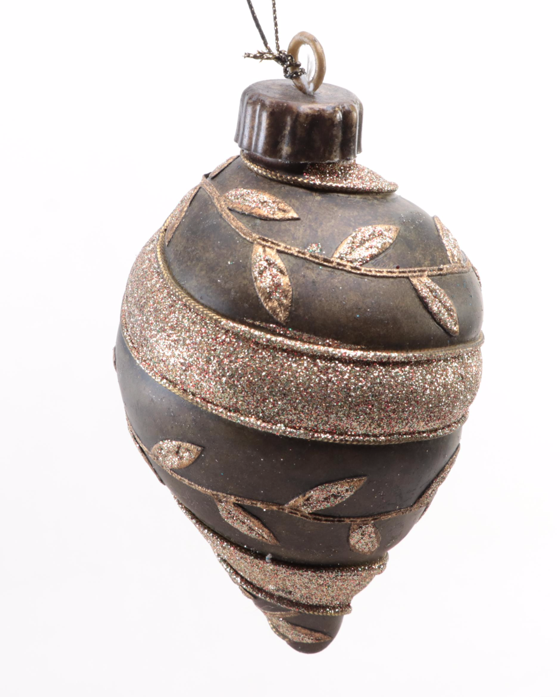 Hand Made Woven Wood Basket With Christmas Ornaments