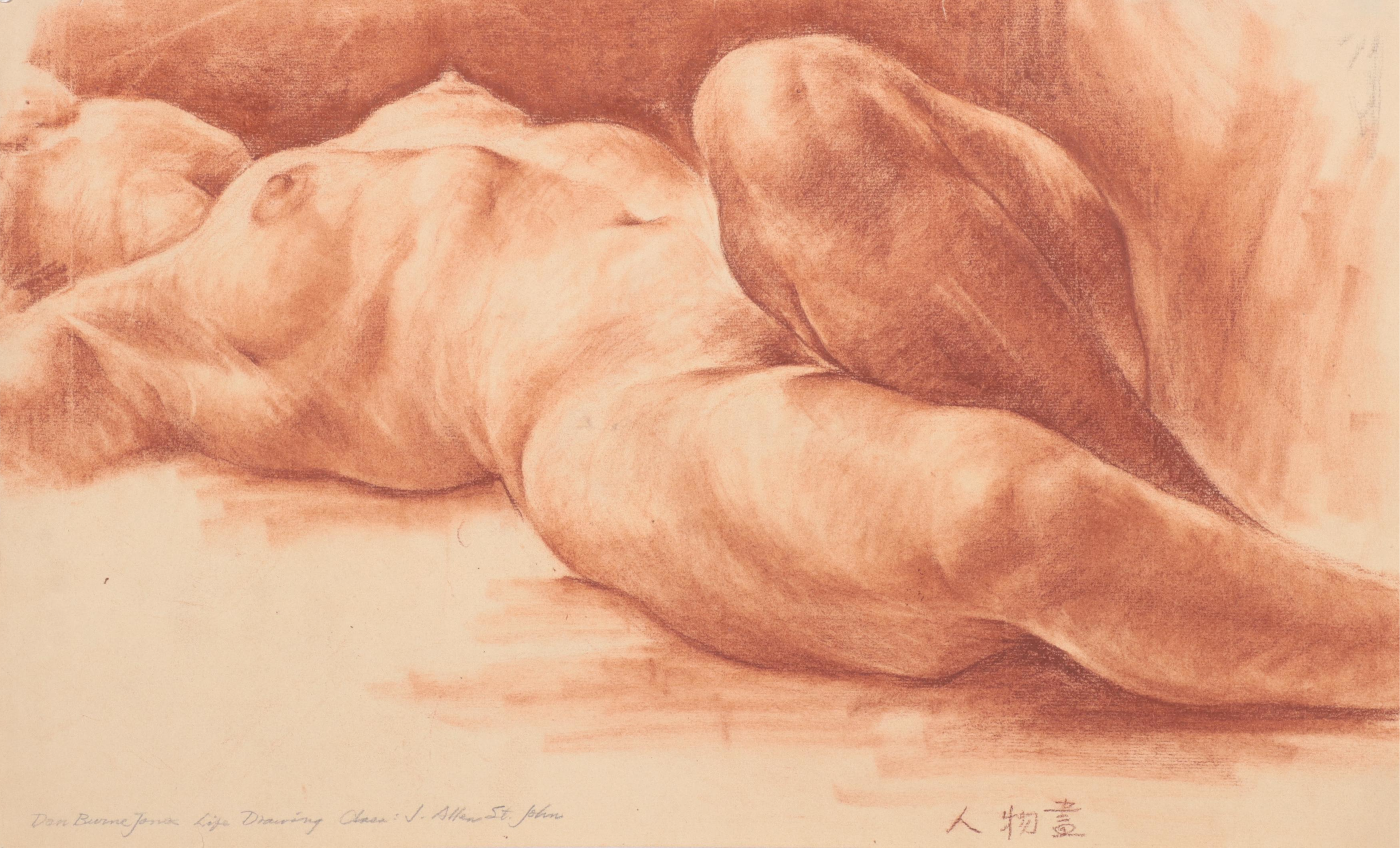 Dan Burne Jones Pastel Drawing of Reclining Nude
