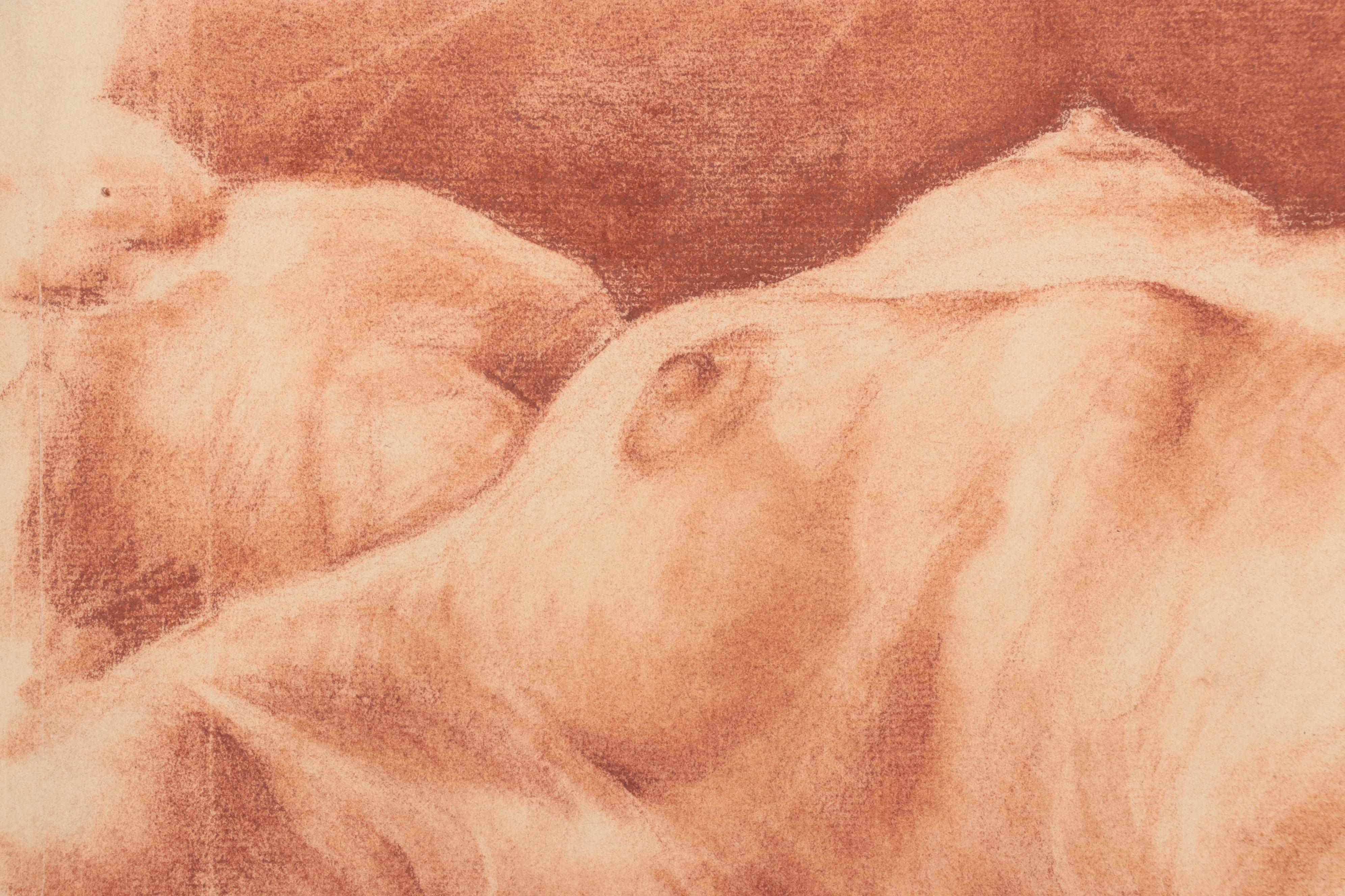 Dan Burne Jones Pastel Drawing of Reclining Nude
