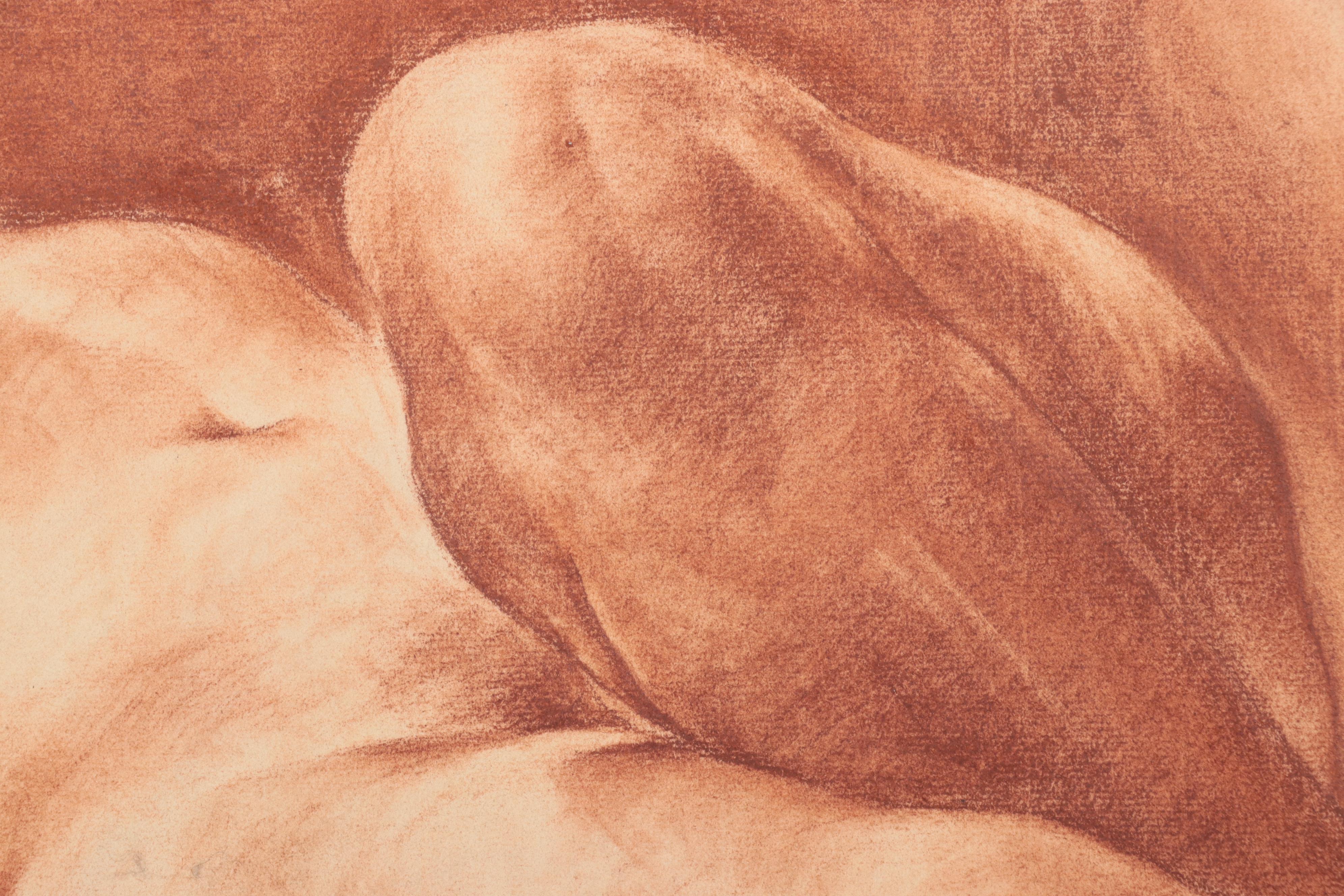 Dan Burne Jones Pastel Drawing of Reclining Nude