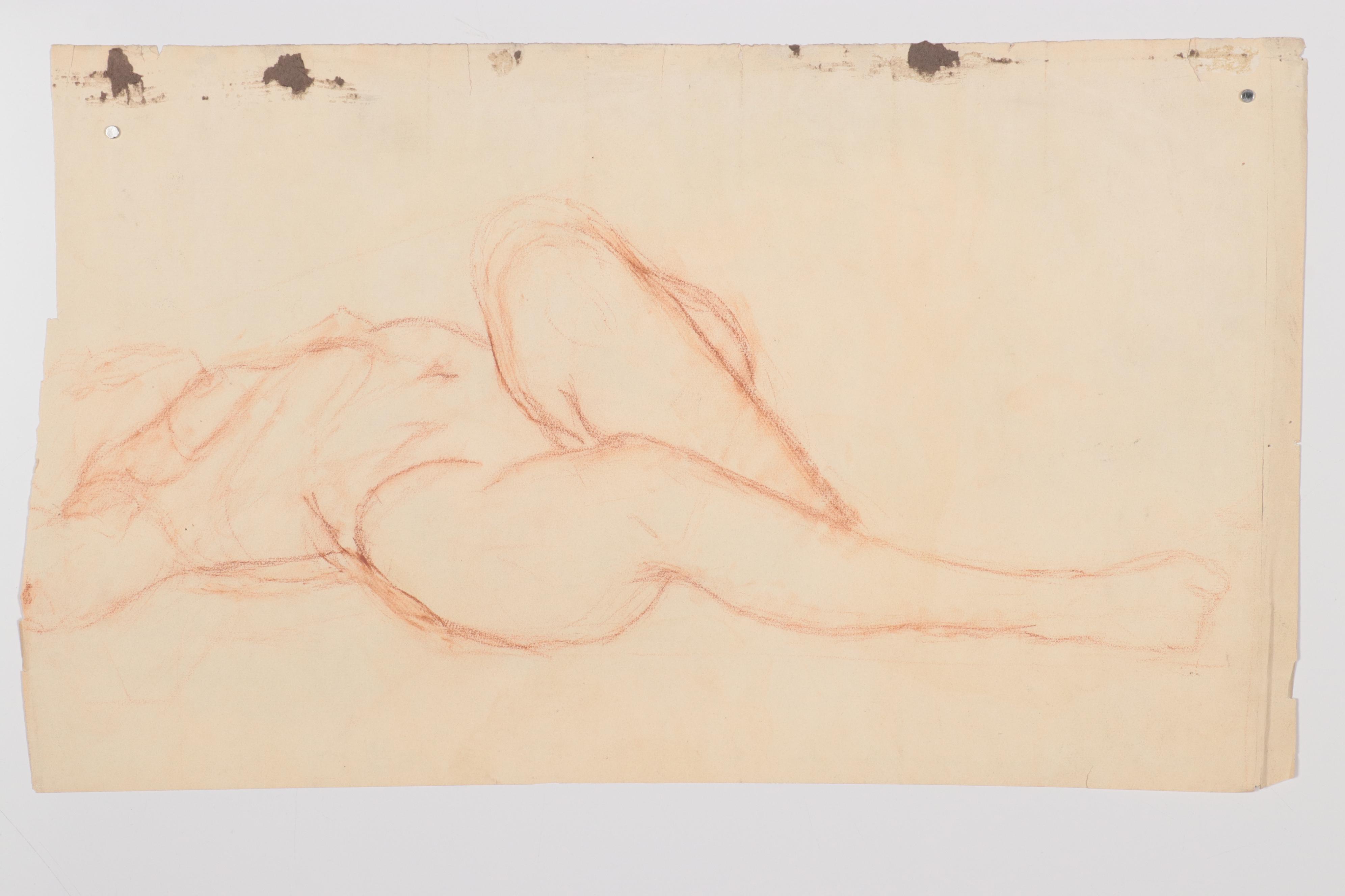 Dan Burne Jones Pastel Drawing of Reclining Nude