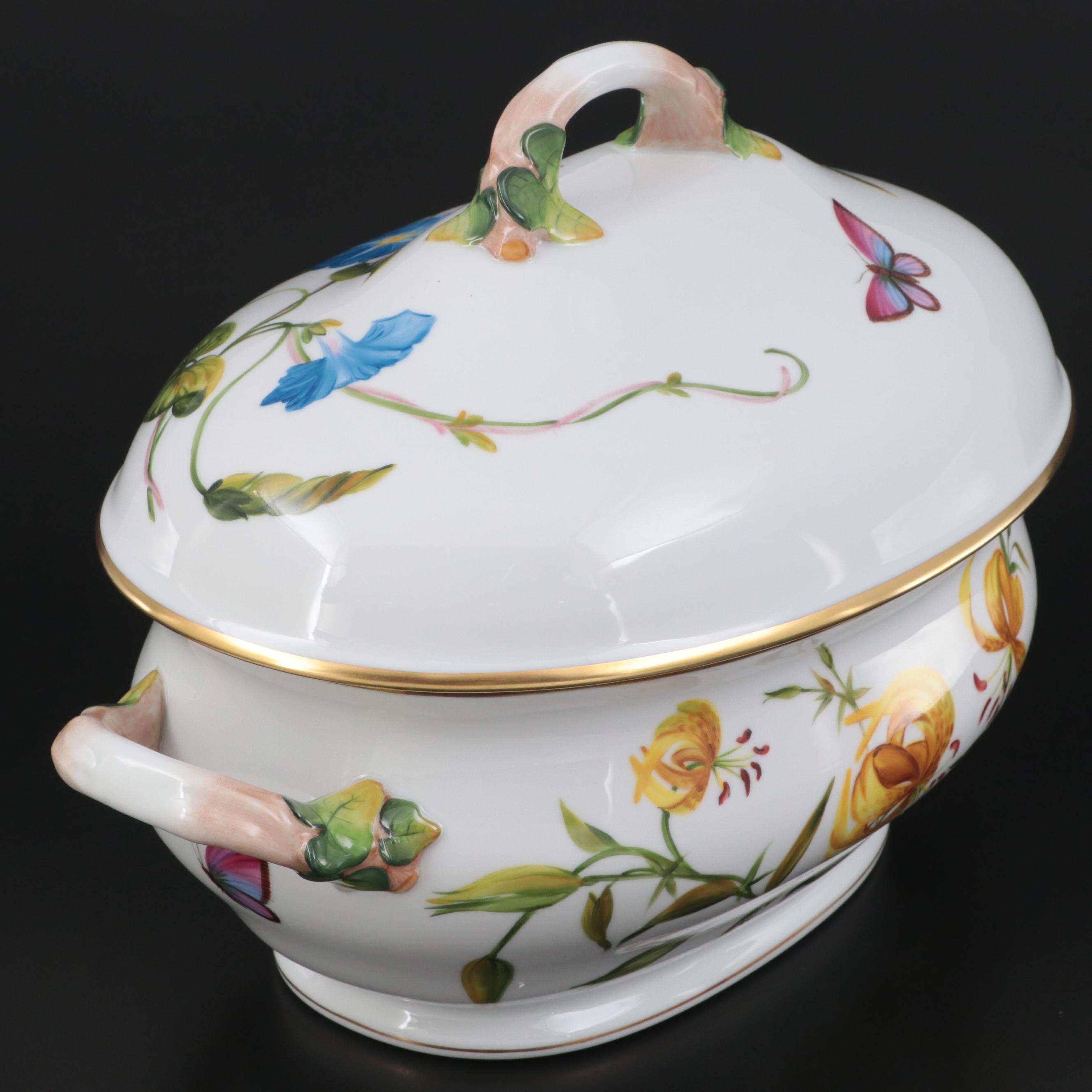 Herend "American Wildflowers" Porcelain Tureen and Lid, 2007