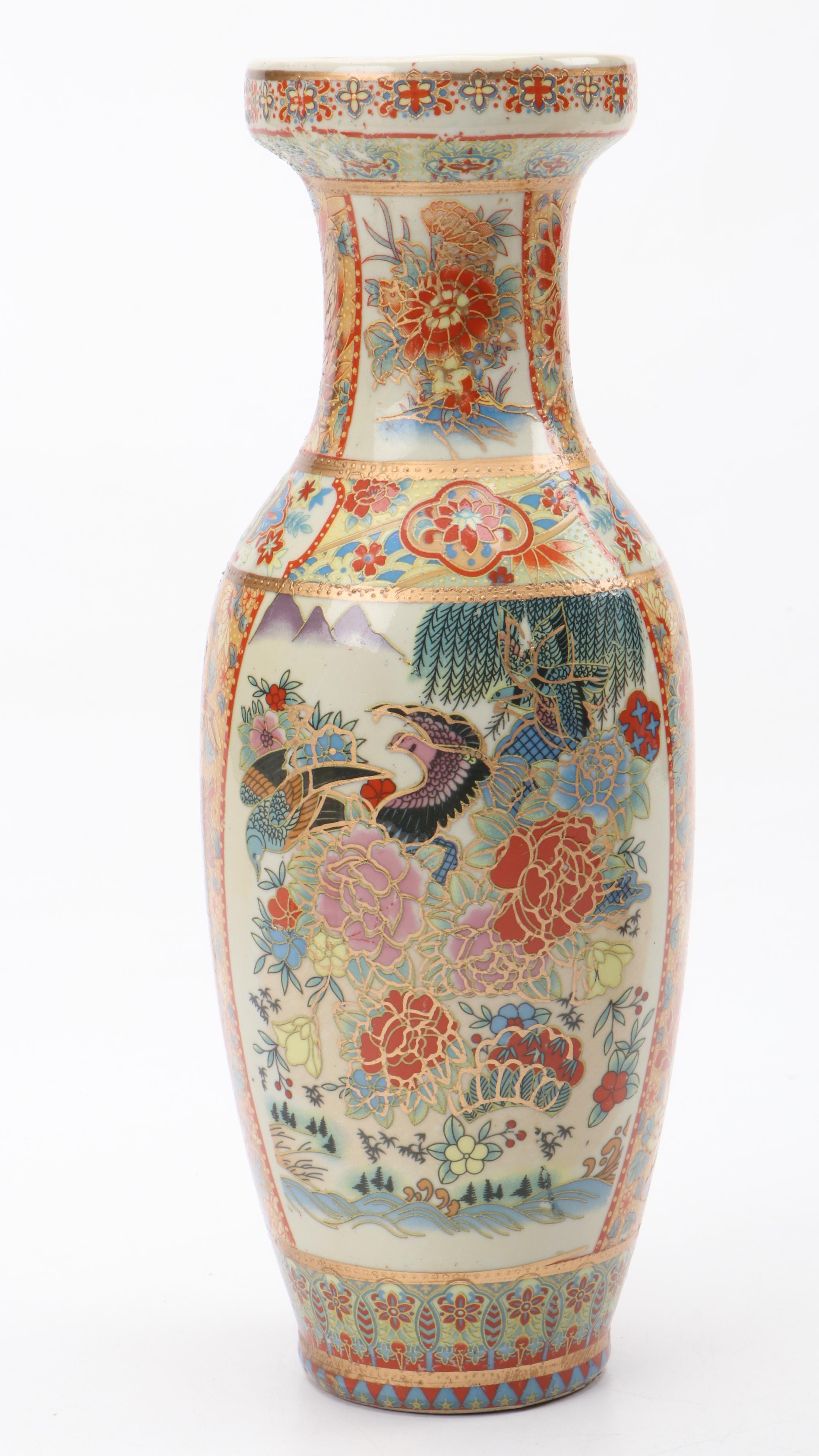 Chinese Satsuma Style Ceramic Vases and Temple Jars