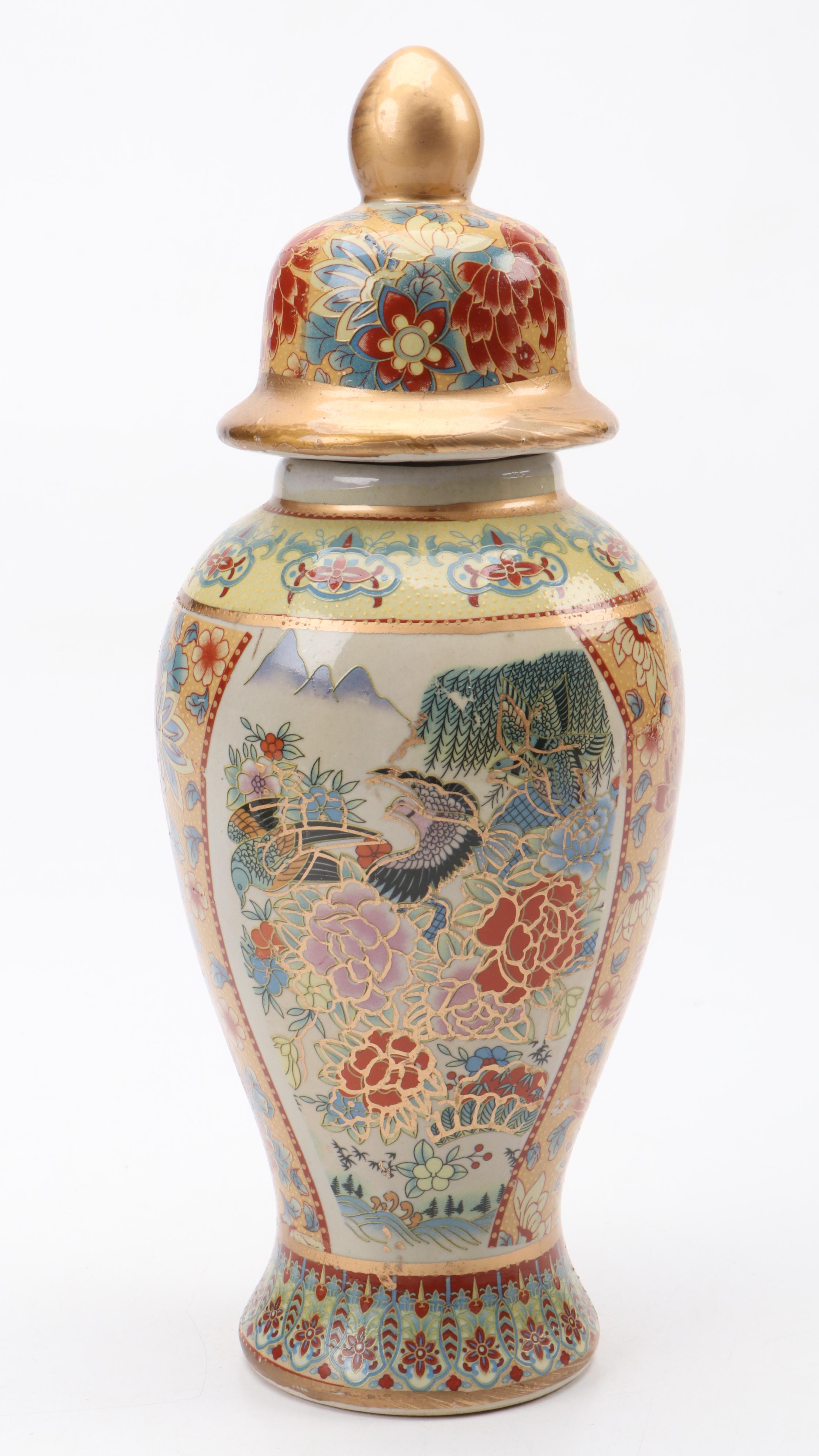 Chinese Satsuma Style Ceramic Vases and Temple Jars