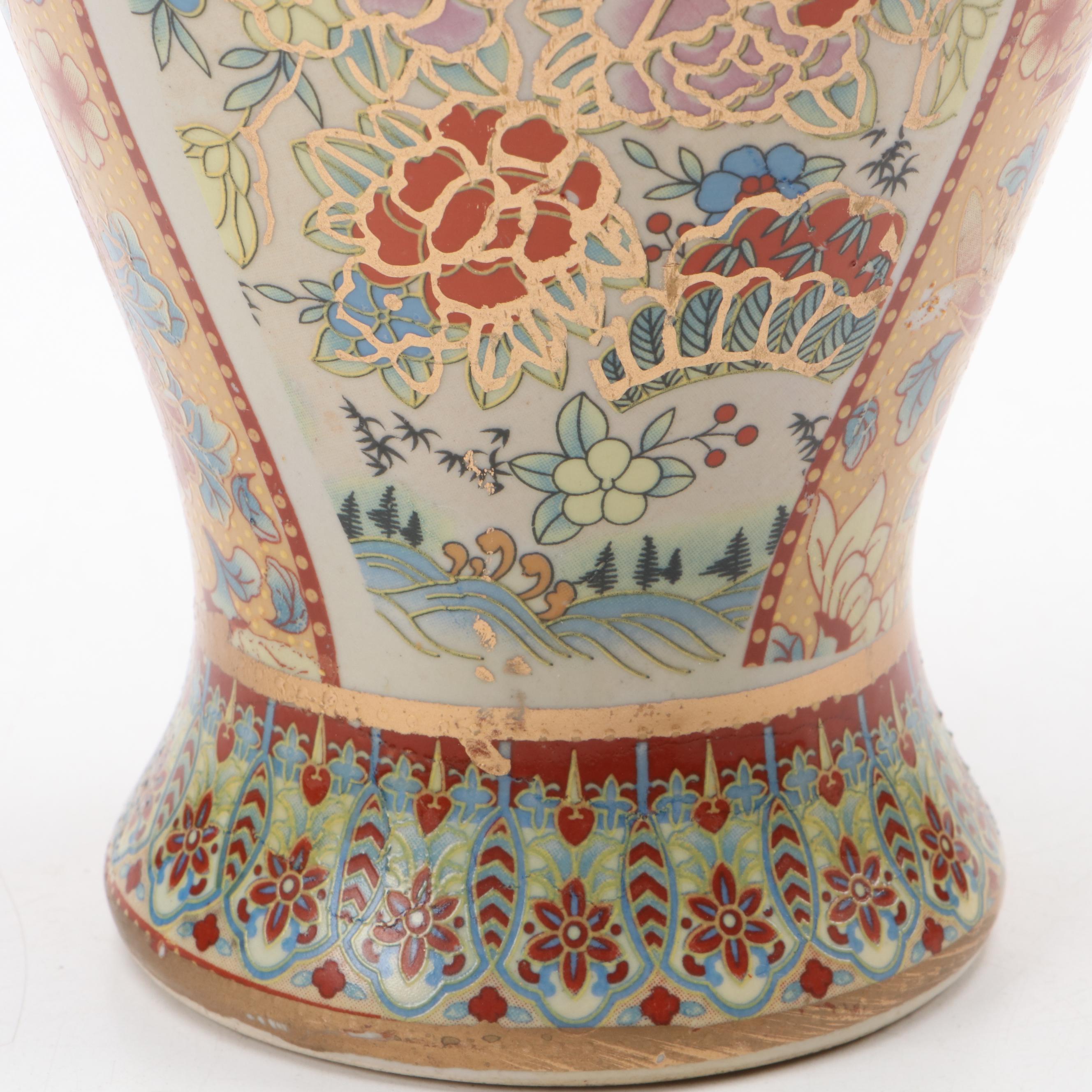 Chinese Satsuma Style Ceramic Vases and Temple Jars