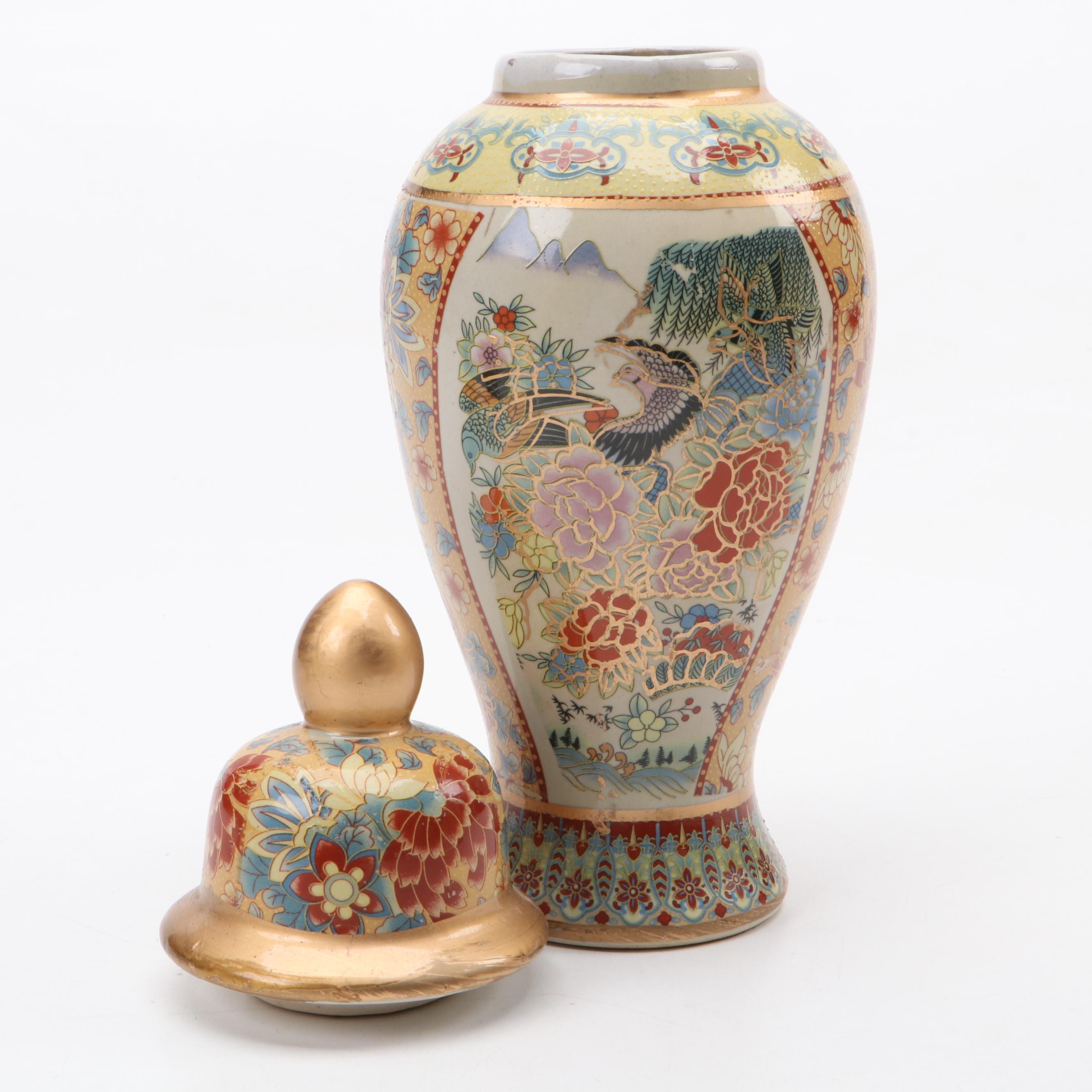 Chinese Satsuma Style Ceramic Vases and Temple Jars