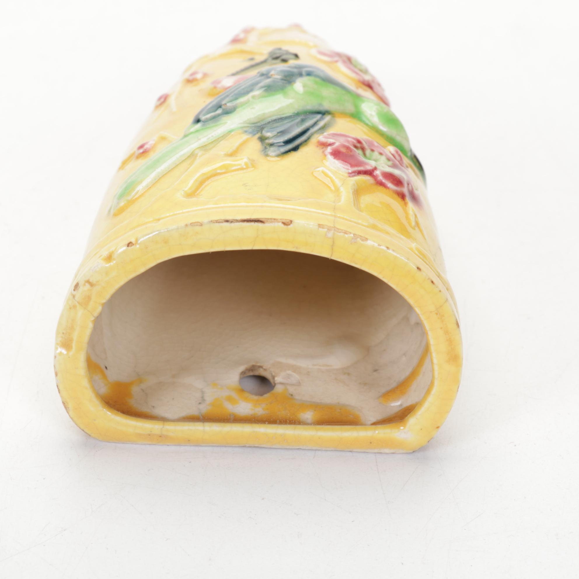 Ceramic Bird Wall Pocket, Hand-Painted Nippon Dish, and Other Tableware