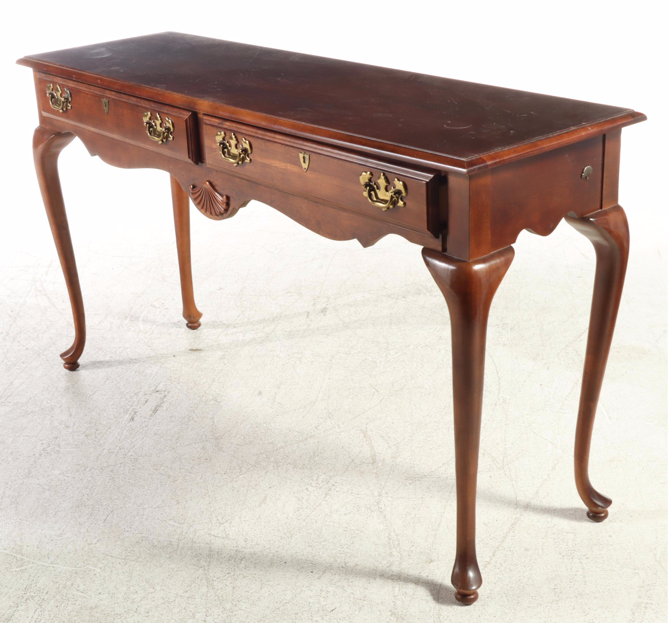 American Drew Queen Anne Style Cherrywood Console Table, Late 20th Century