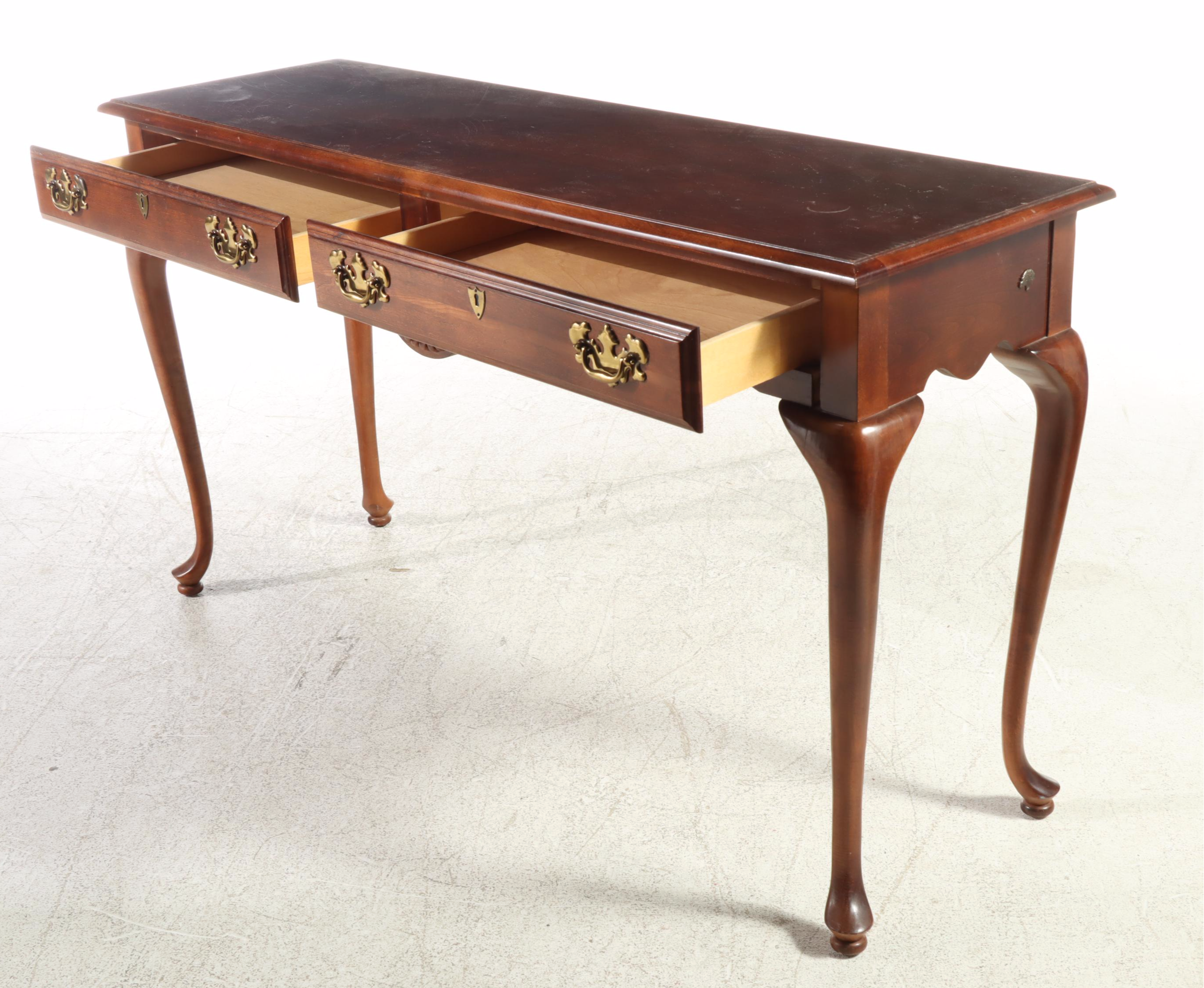 American Drew Queen Anne Style Cherrywood Console Table, Late 20th Century