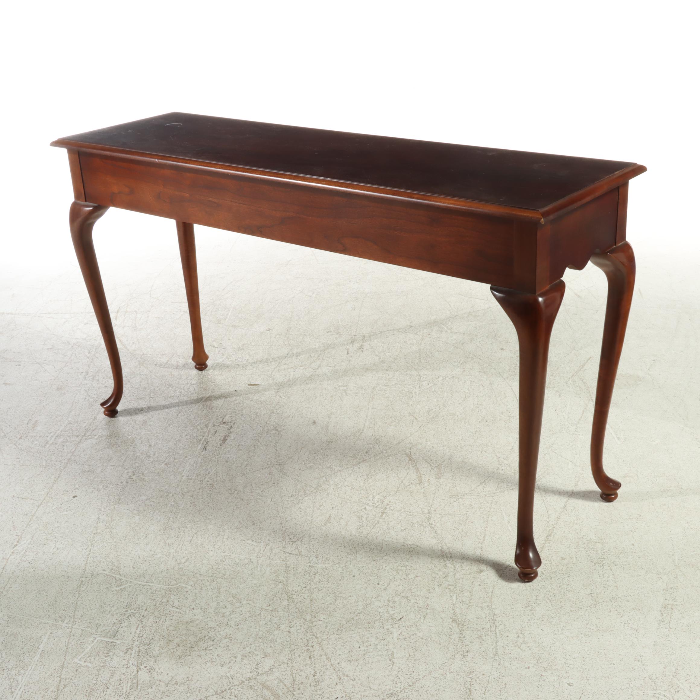 American Drew Queen Anne Style Cherrywood Console Table, Late 20th Century