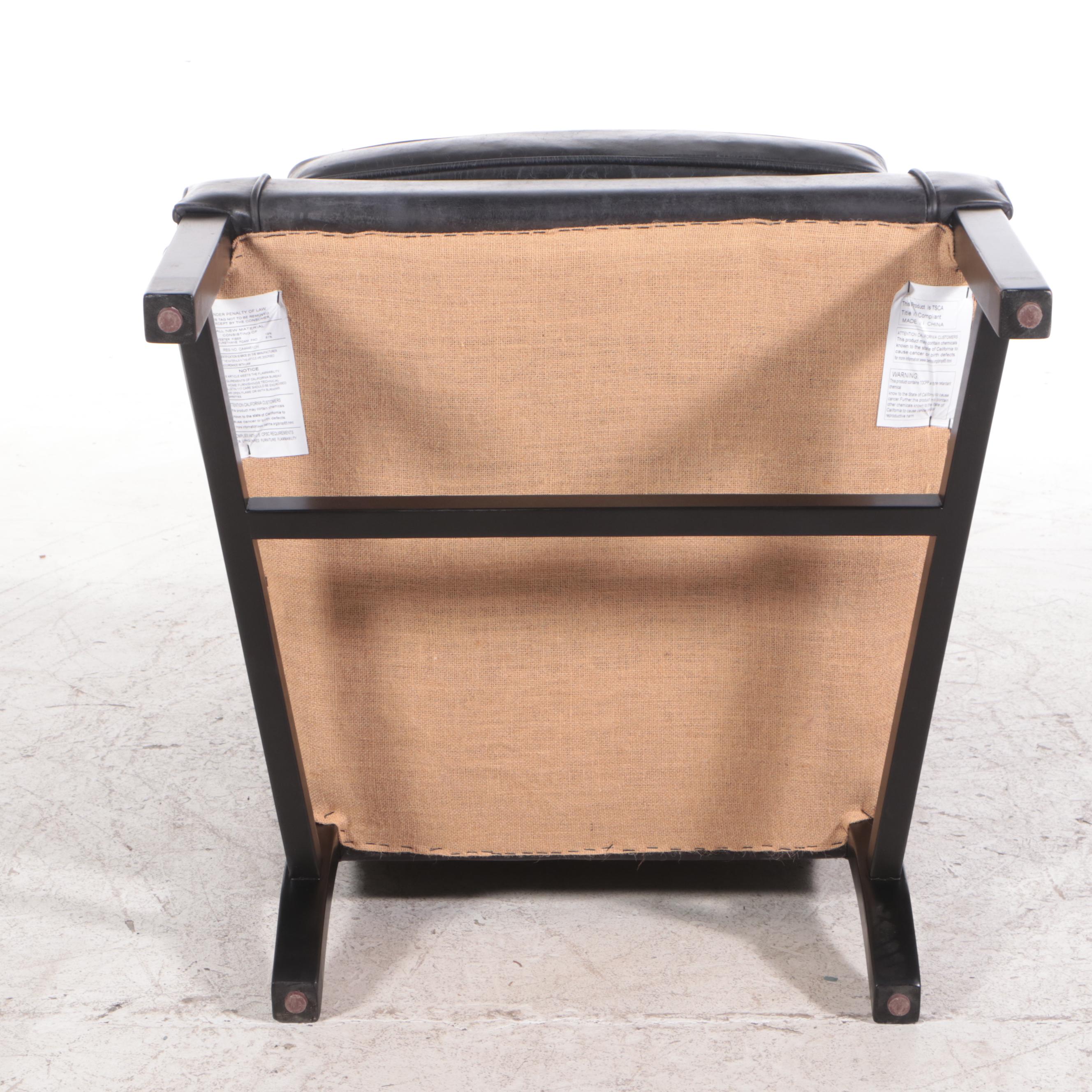 Brass Nailhead Trimmed Leather Wingback Armchair